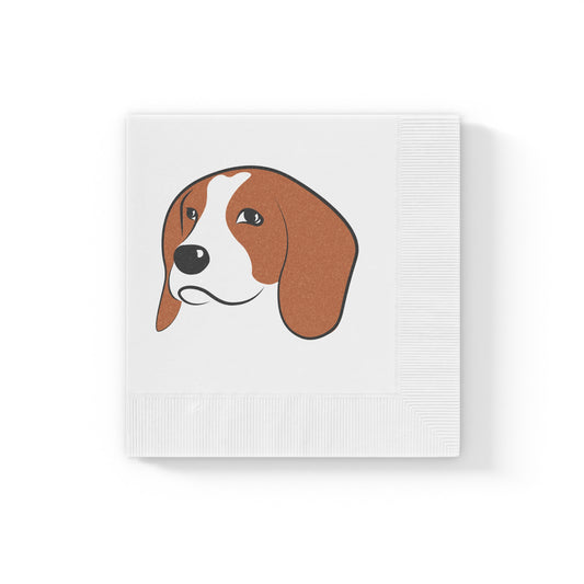 Beagle Face White Coined Napkins - Finleys Online