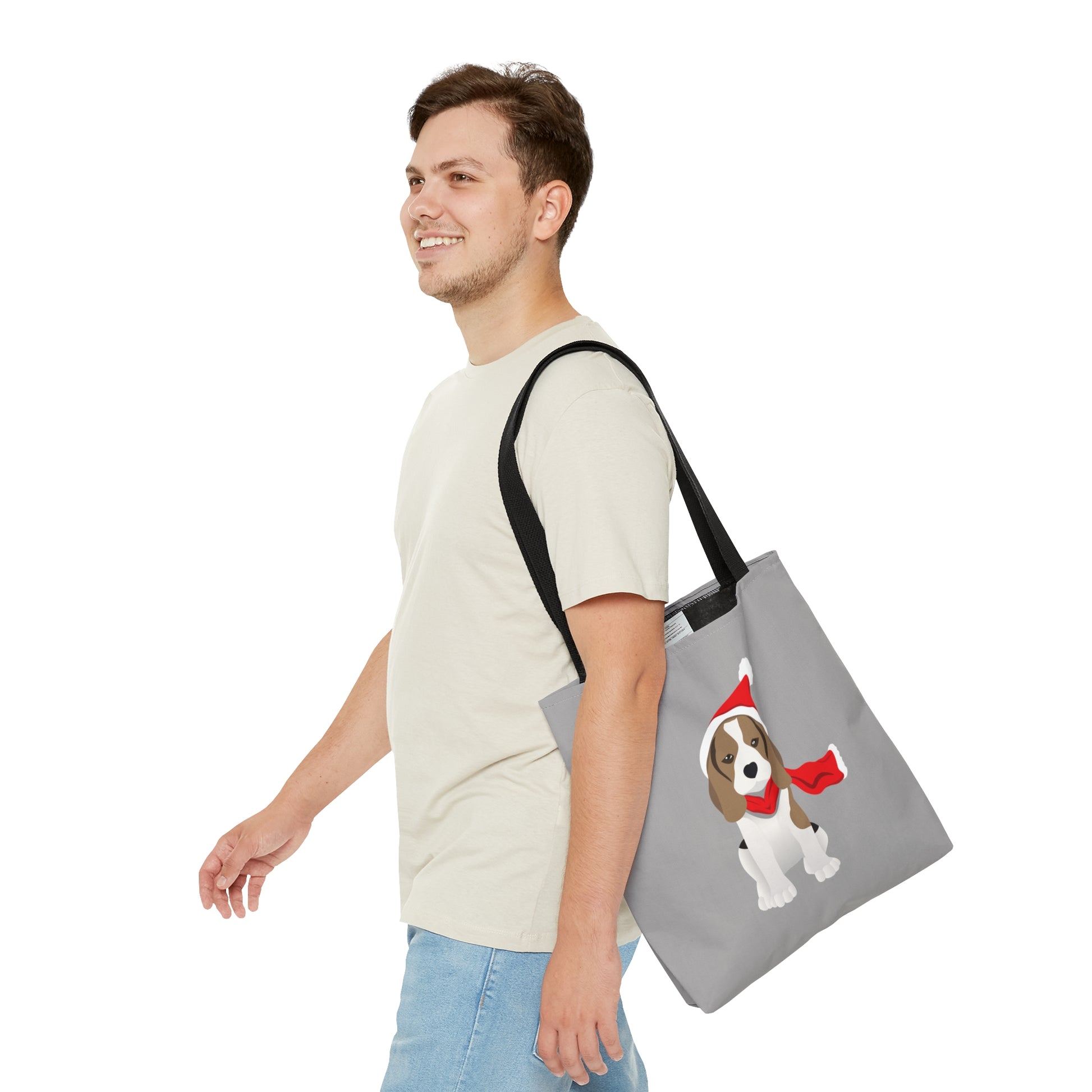 Holiday Beagle Tote - Light Grey - Finleys Online