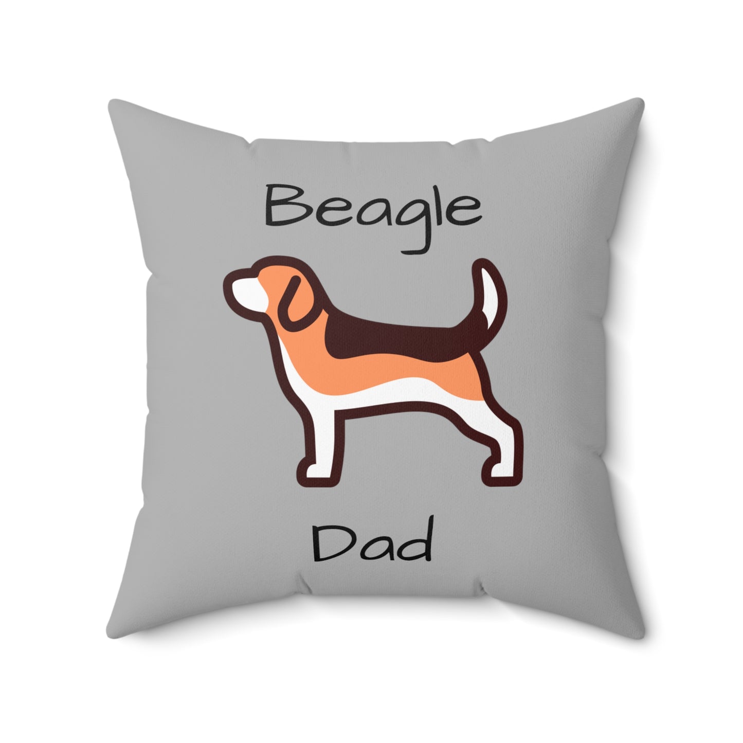 Beagle Dad Spun Polyester Square Pillow - Grey - Finleys Online