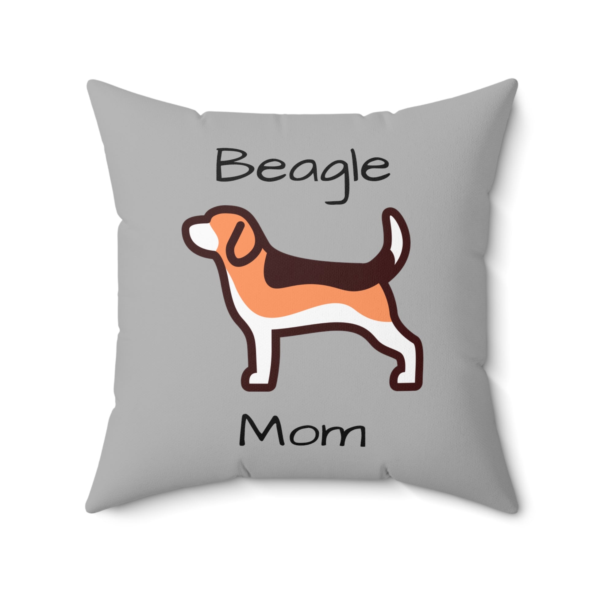 Beagle Mom Spun Polyester Square Pillow - Grey - Finleys Online