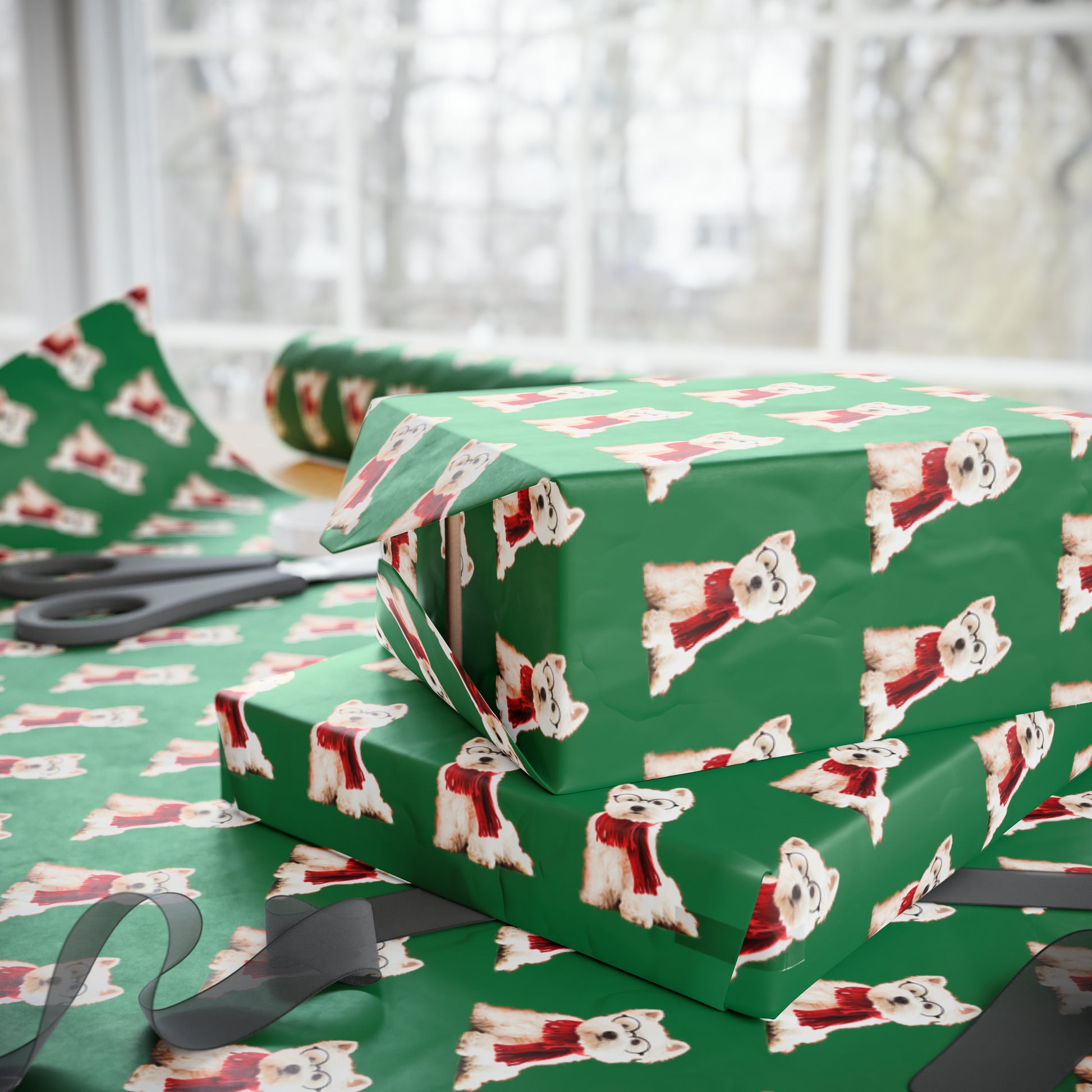 Westie Green Wrapping Paper - Finleys Online