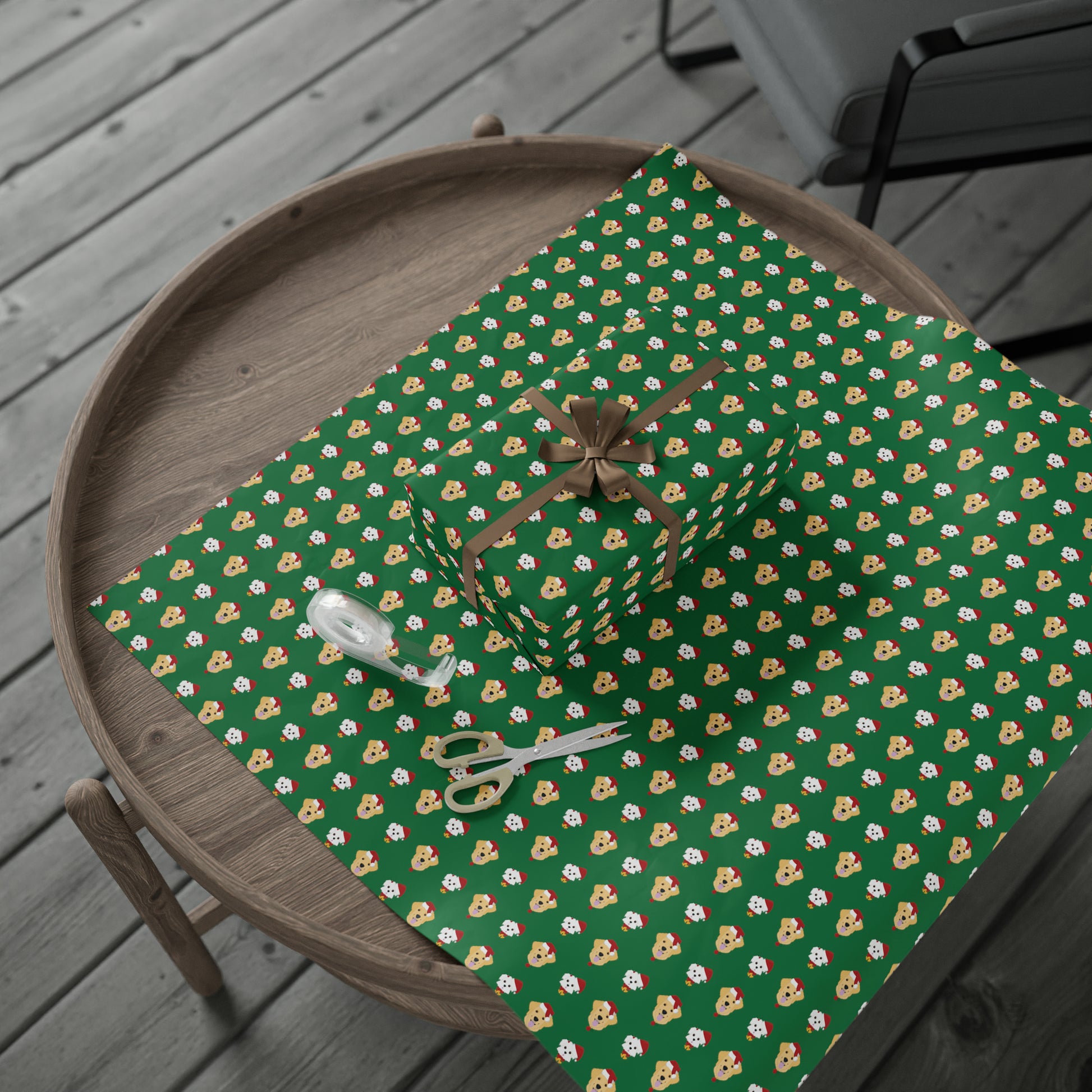 Golden Retriever & Maltipoo Holiday Wrapping Paper - Green - Finleys Online