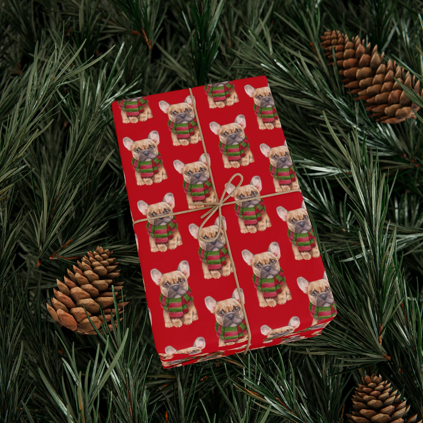 New Sizes: French Bulldog (Frenchie) Red Wrapping Paper - Finleys Online