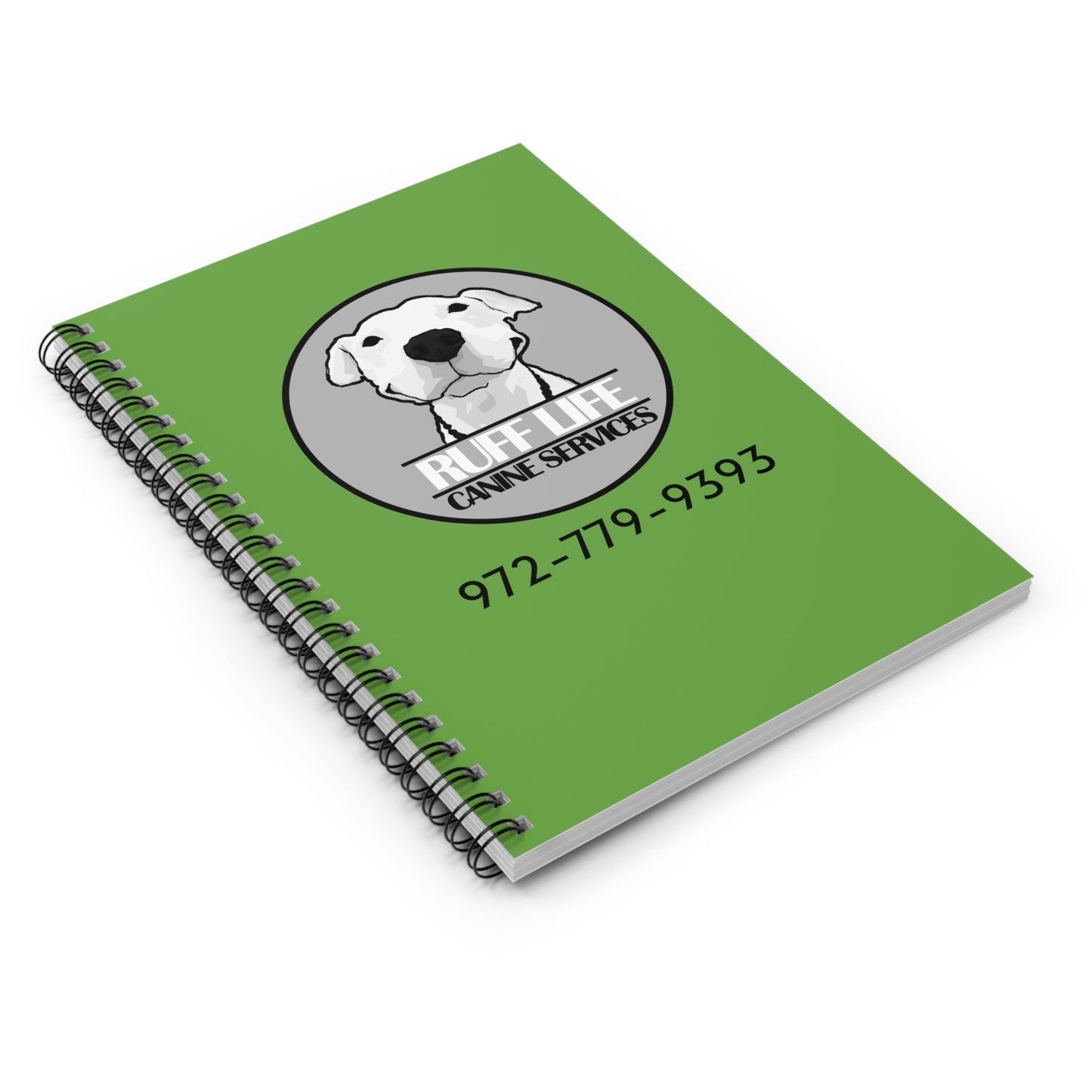 Ruff Life Green Spiral Notebook - Ruled Line