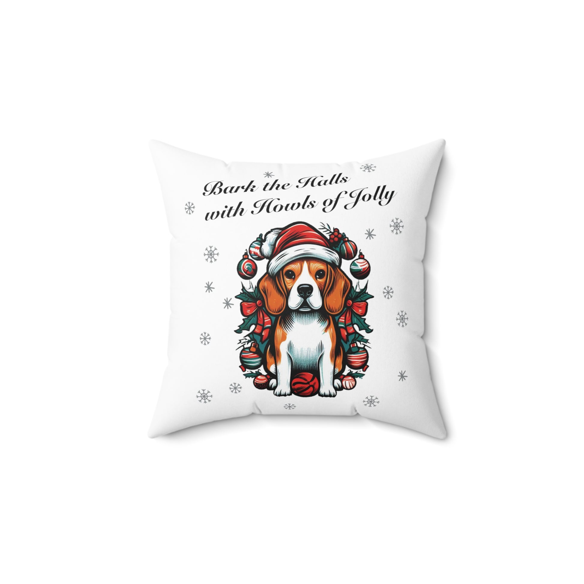 "Bark the Halls with Howls of Jolly" Beagle Pillow - Finleys Online