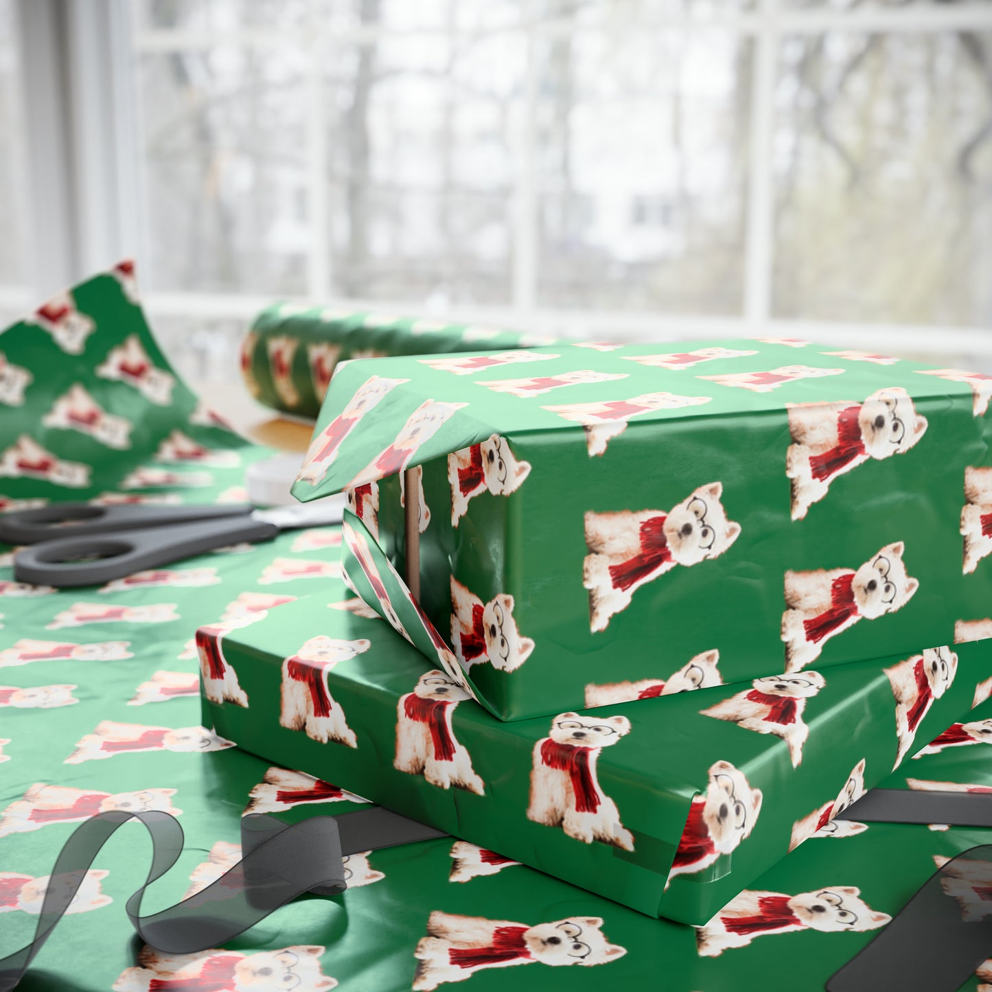 Westie Green Wrapping Paper - Finleys Online