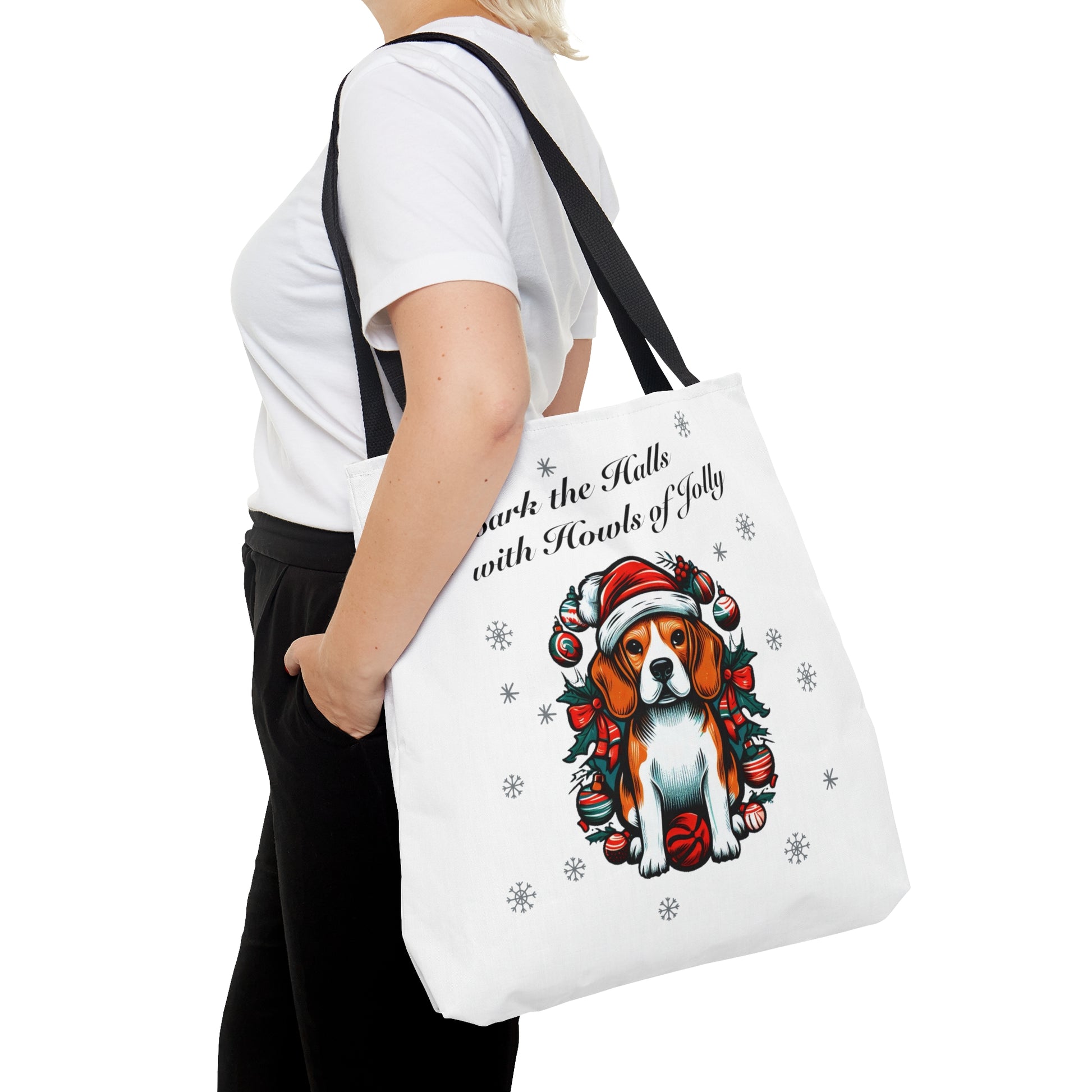 "Bark the Halls with Howls of Jolly" Beagle Tote Bag - Finleys Online