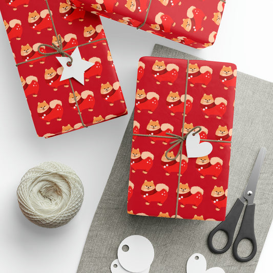 Pomeranian Red Wrapping Paper - Finleys Online