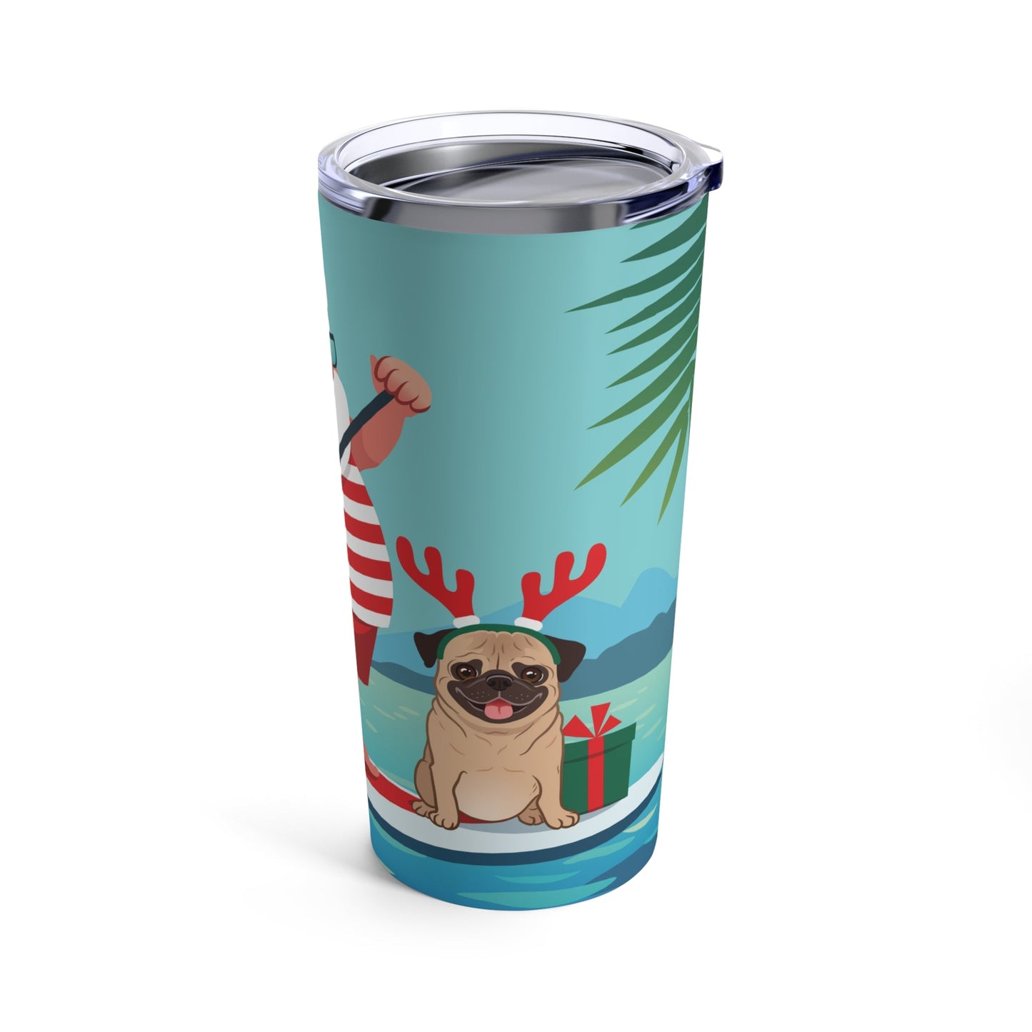 Surfing Santa & Pug - Tumbler 20oz - Clearance - Finleys Online