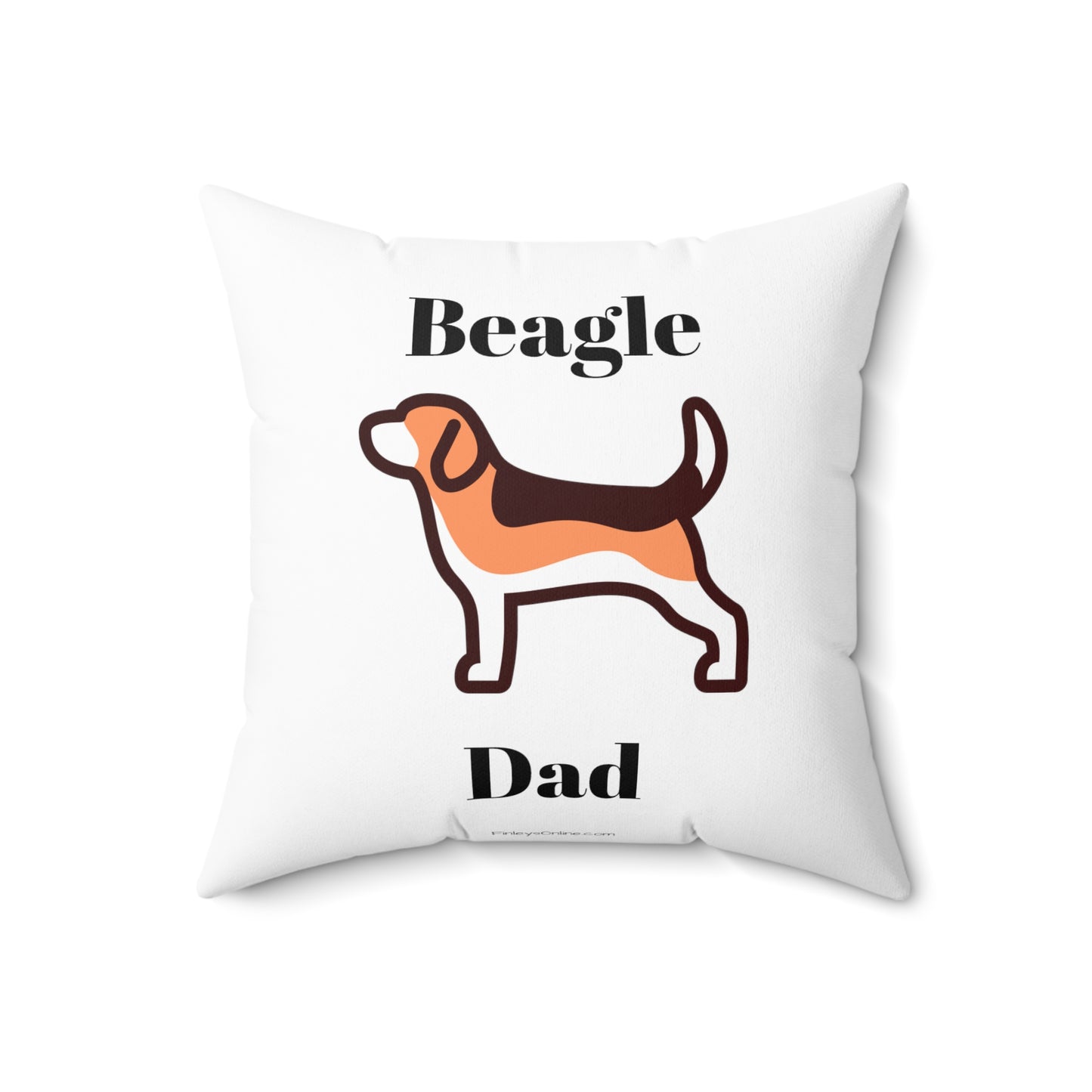 Beagle Dad Spun Polyester Square Pillow - White - Finleys Online