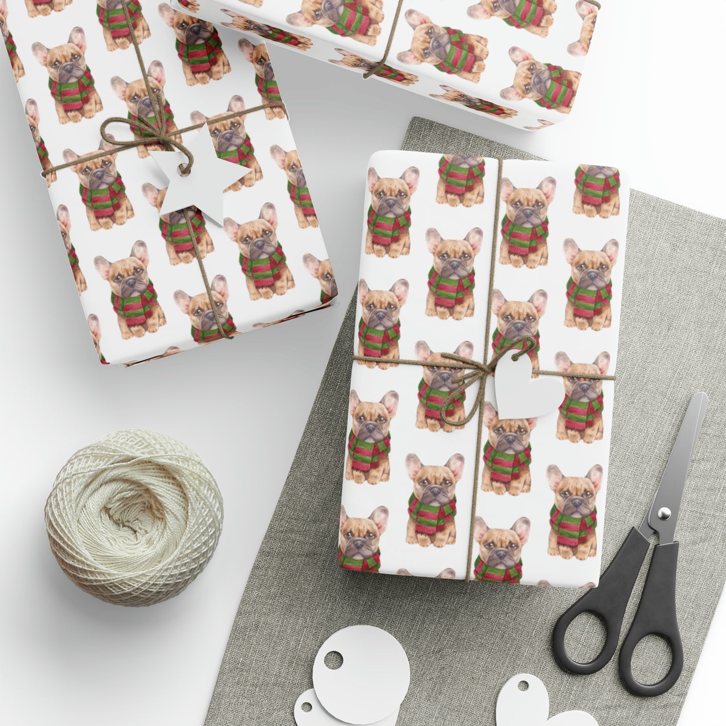 New Sizes: French Bulldog (Frenchie) White Wrapping Paper - Finleys Online