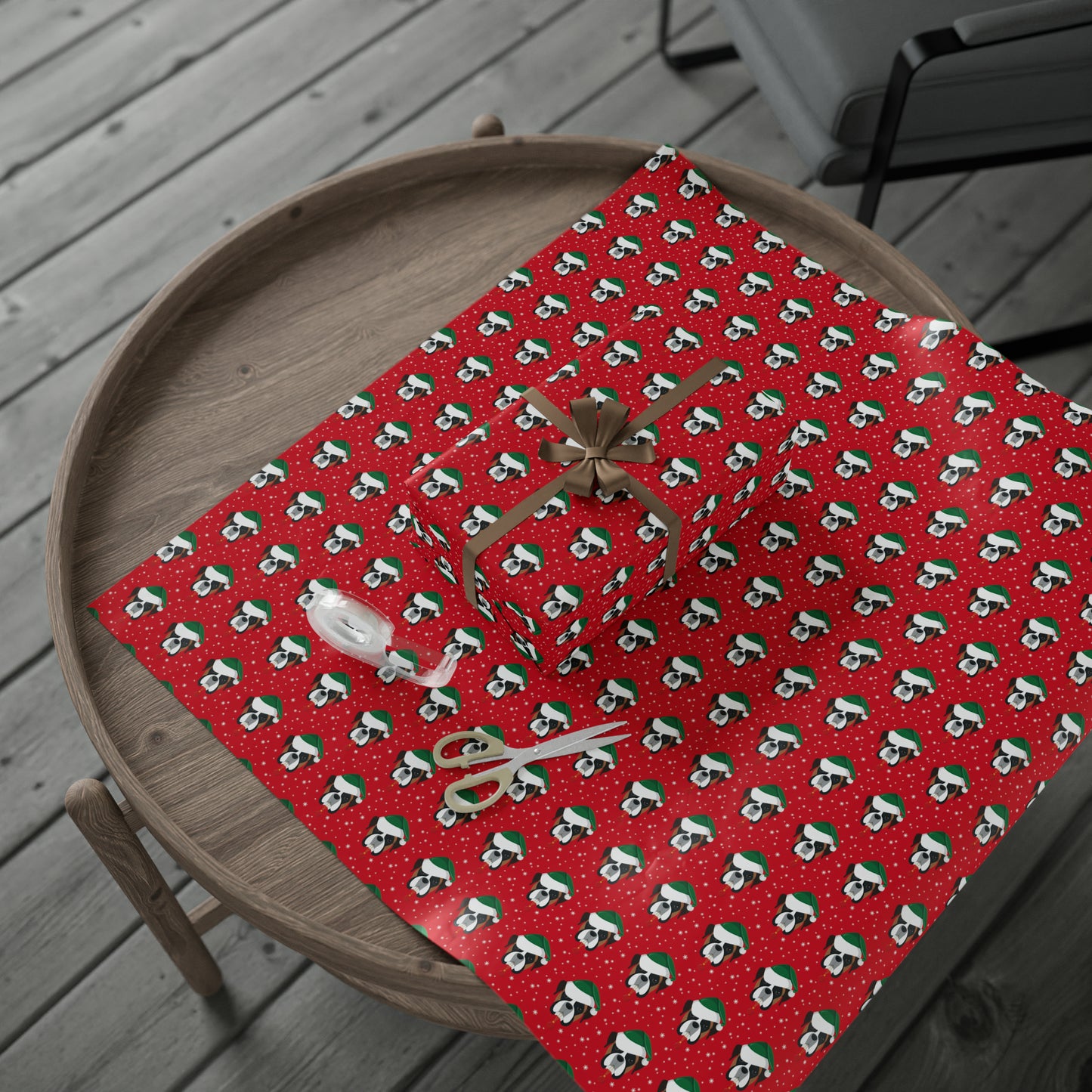 Santa Boxer (dog) Holiday Wrapping Paper - Red - Finleys Online