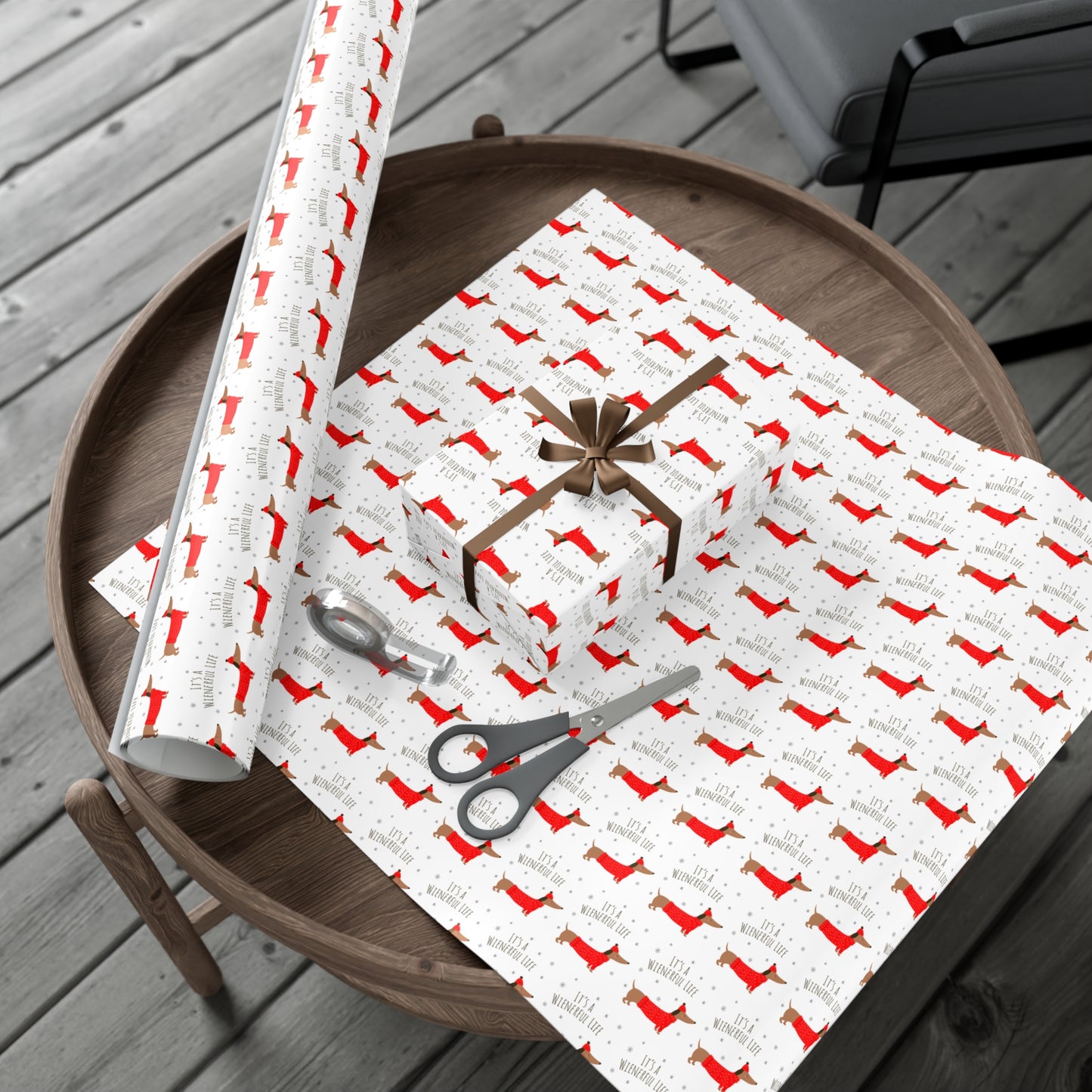 "It's a Wienerful Life" Dachshund Wrapping Paper