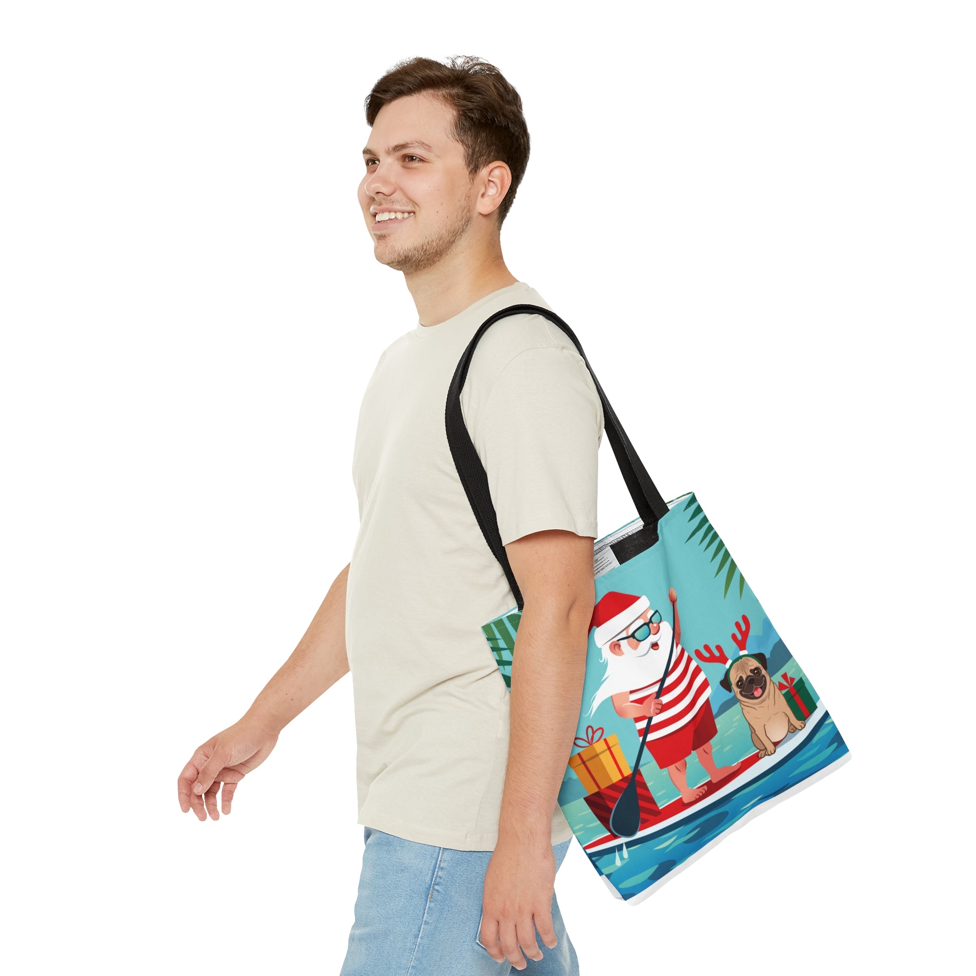 Santa & Pug Holiday Tote Bag - Finleys Online