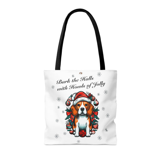 "Bark the Halls with Howls of Jolly" Beagle Tote Bag - Finleys Online