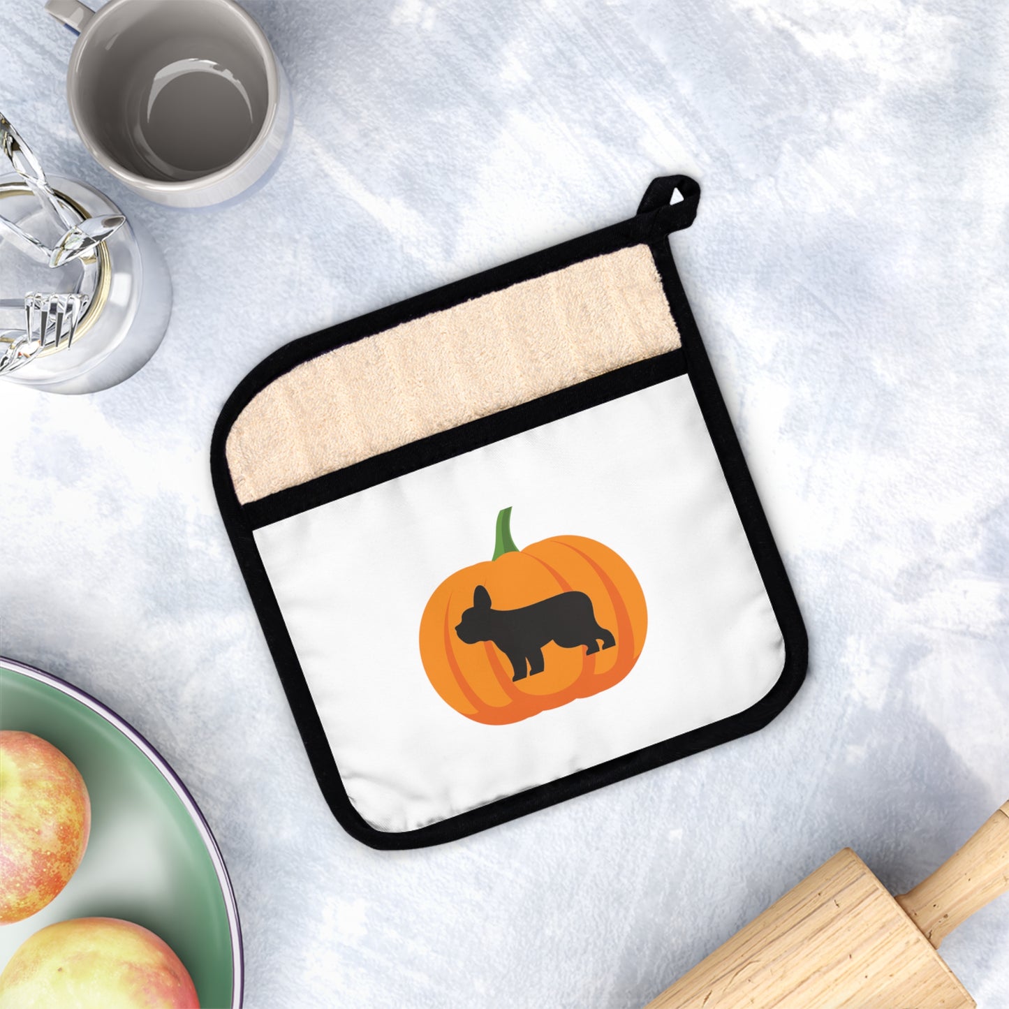 Fall Frenchie Pot Holder with Pocket