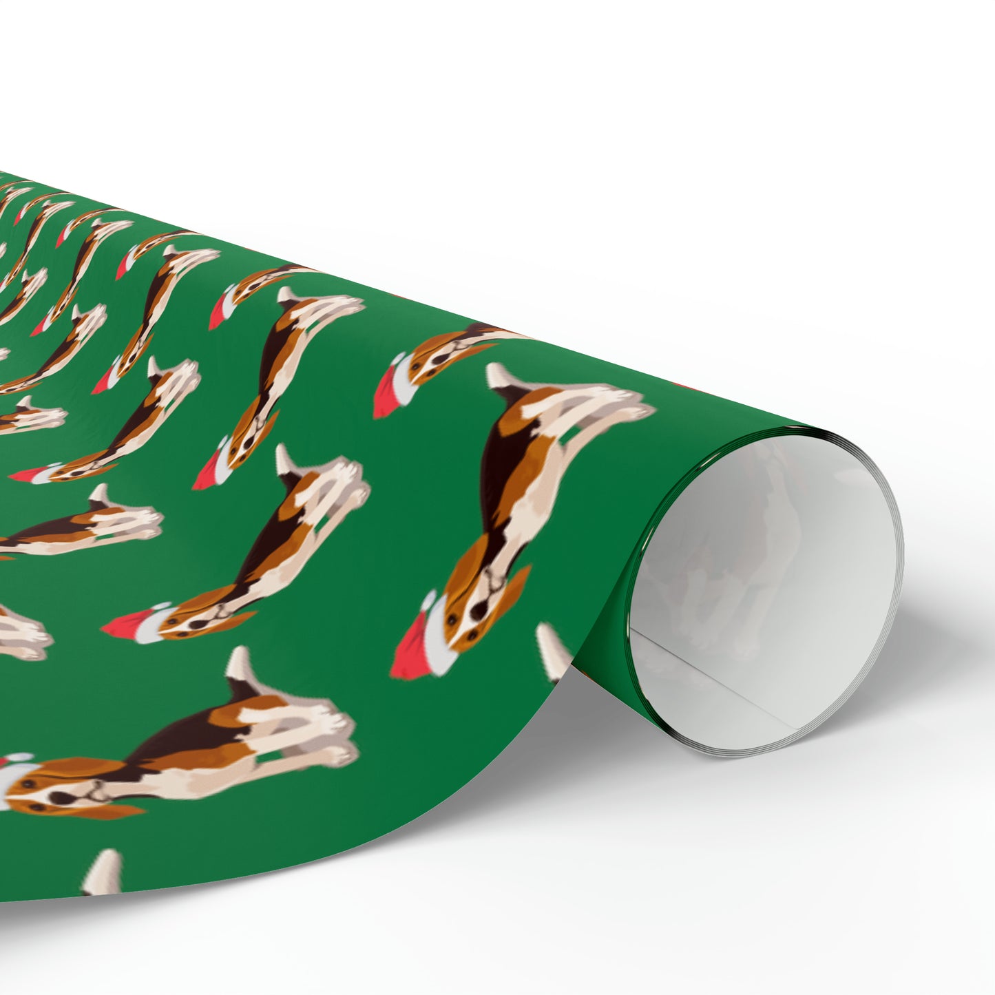 New Sizes: Santa Beagle Green Wrapping Paper - Finleys Online