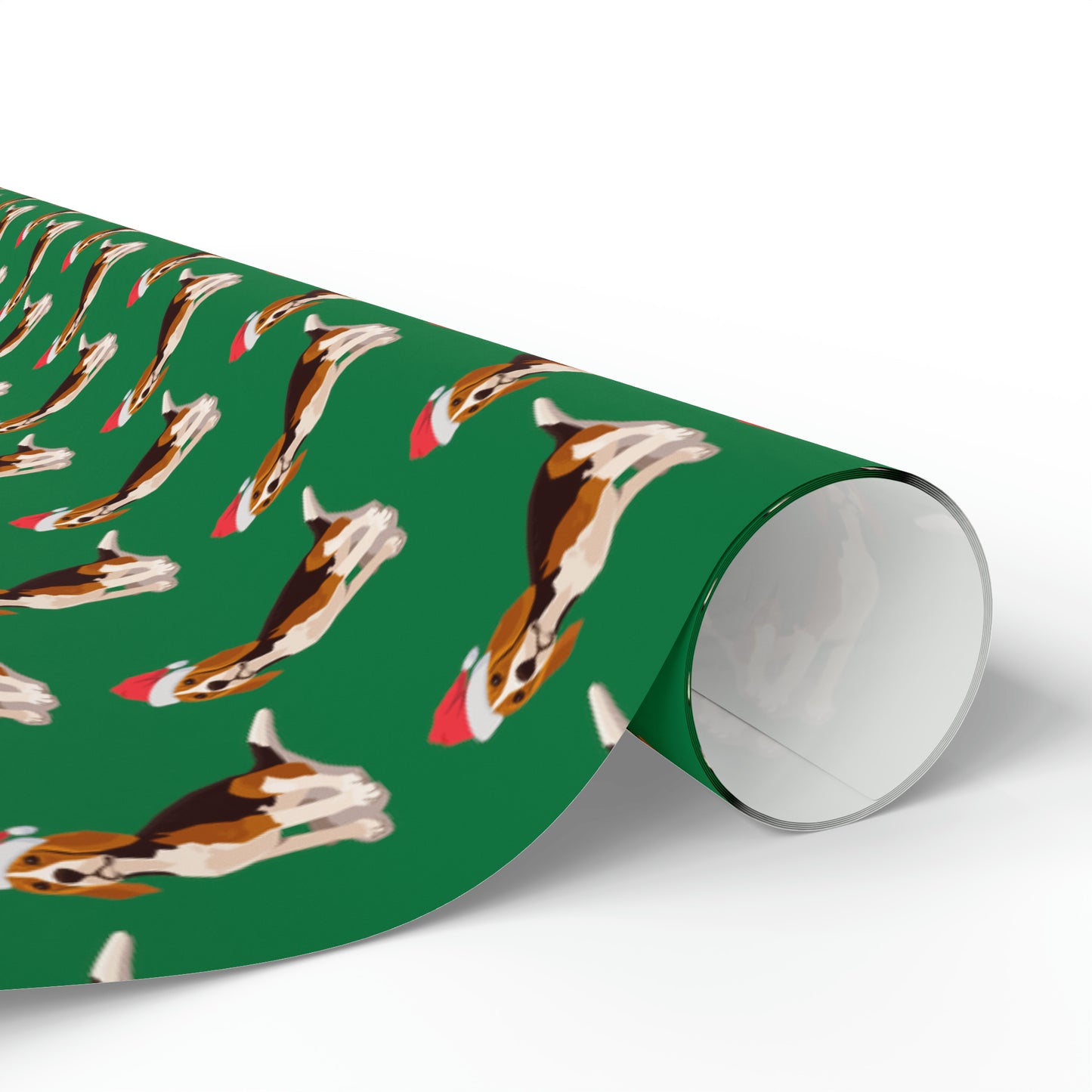 New Sizes: Santa Beagle Green Wrapping Paper - Finleys Online