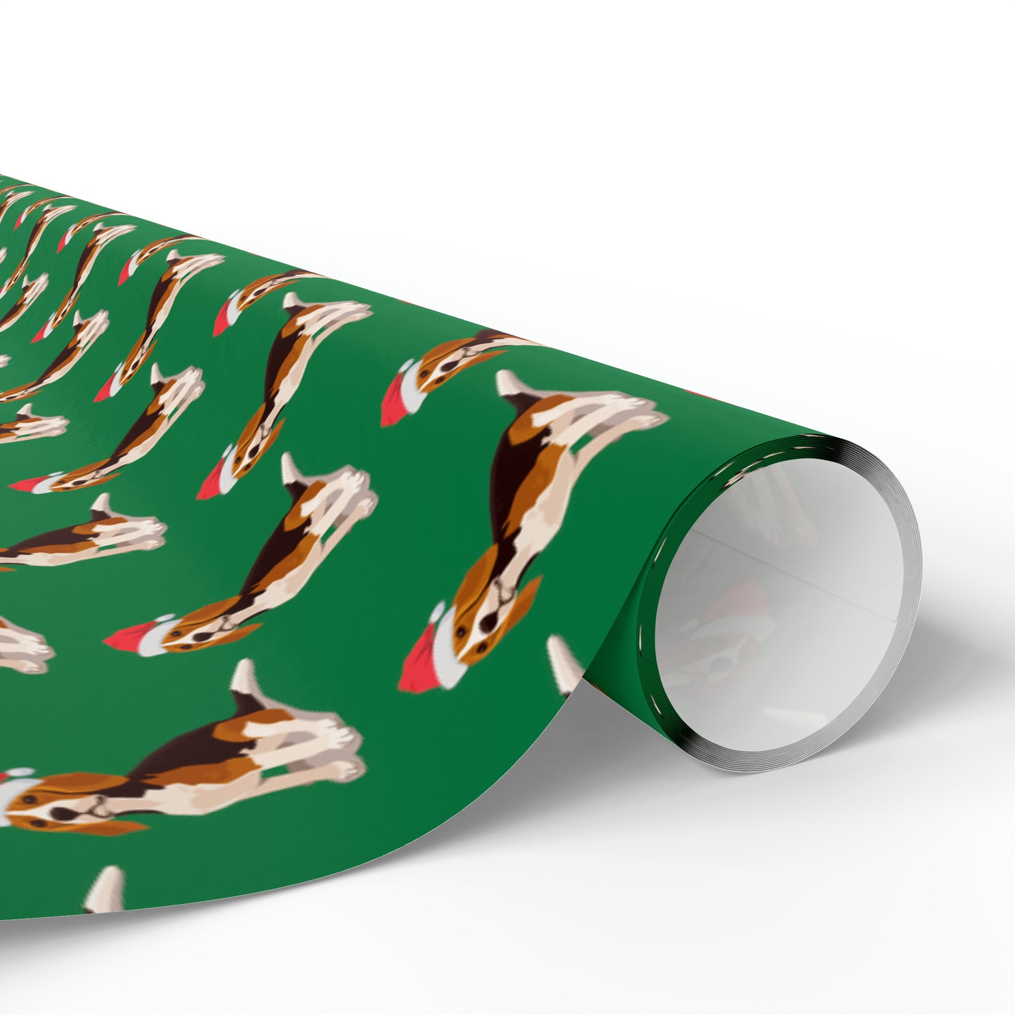 New Sizes: Santa Beagle Green Wrapping Paper - Finleys Online