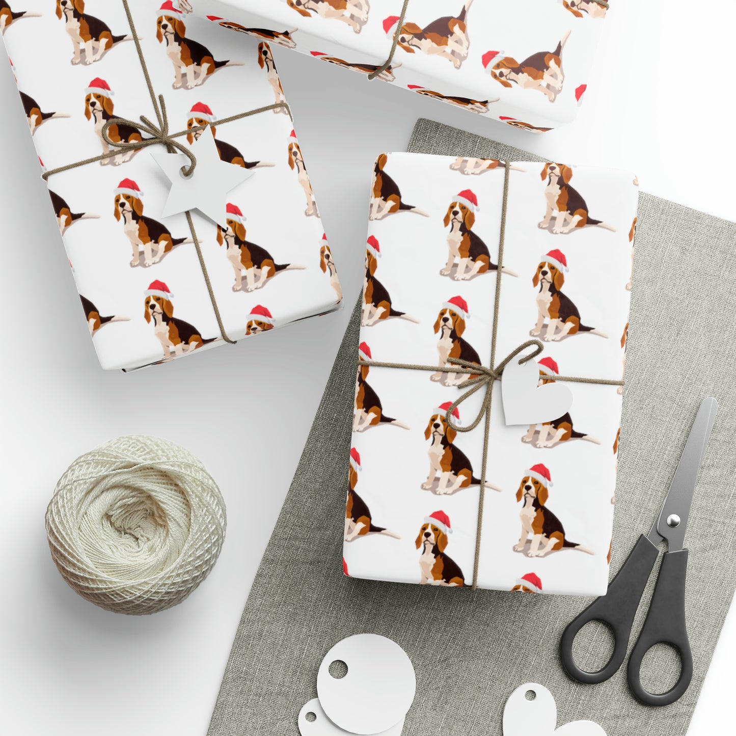 New Sizes: Santa Beagle White Wrapping Paper - Finleys Online