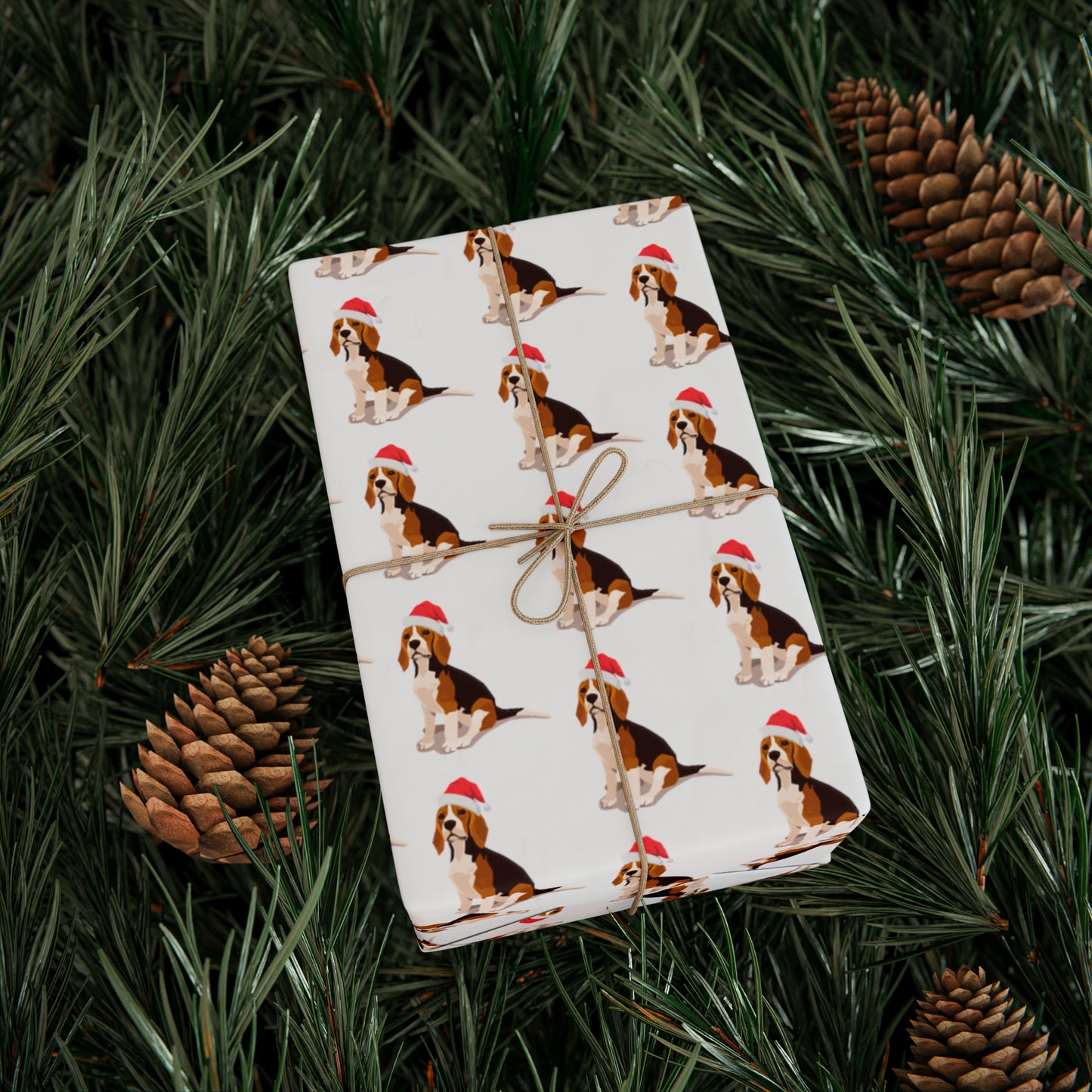 New Sizes: Santa Beagle White Wrapping Paper - Finleys Online