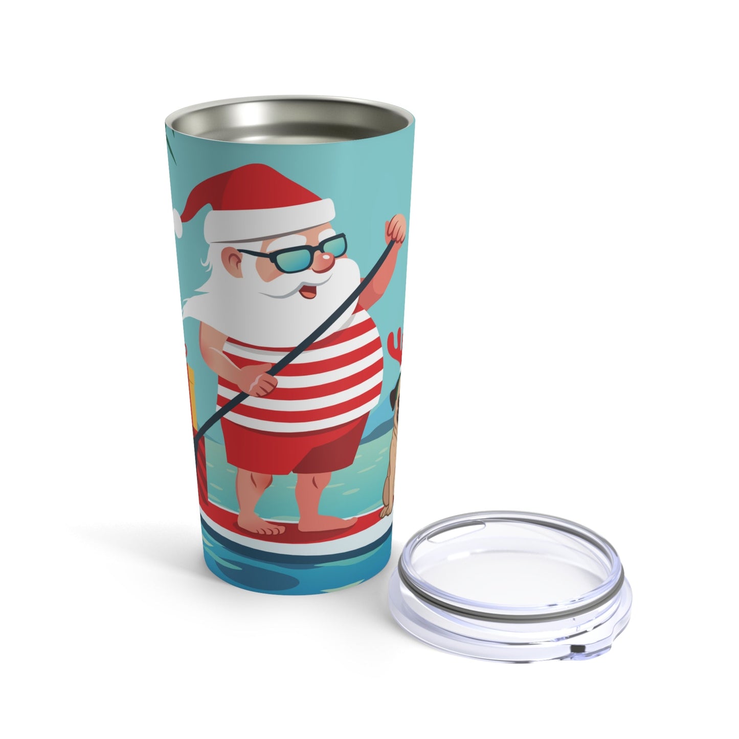 Surfing Santa & Pug - Tumbler 20oz - Clearance - Finleys Online