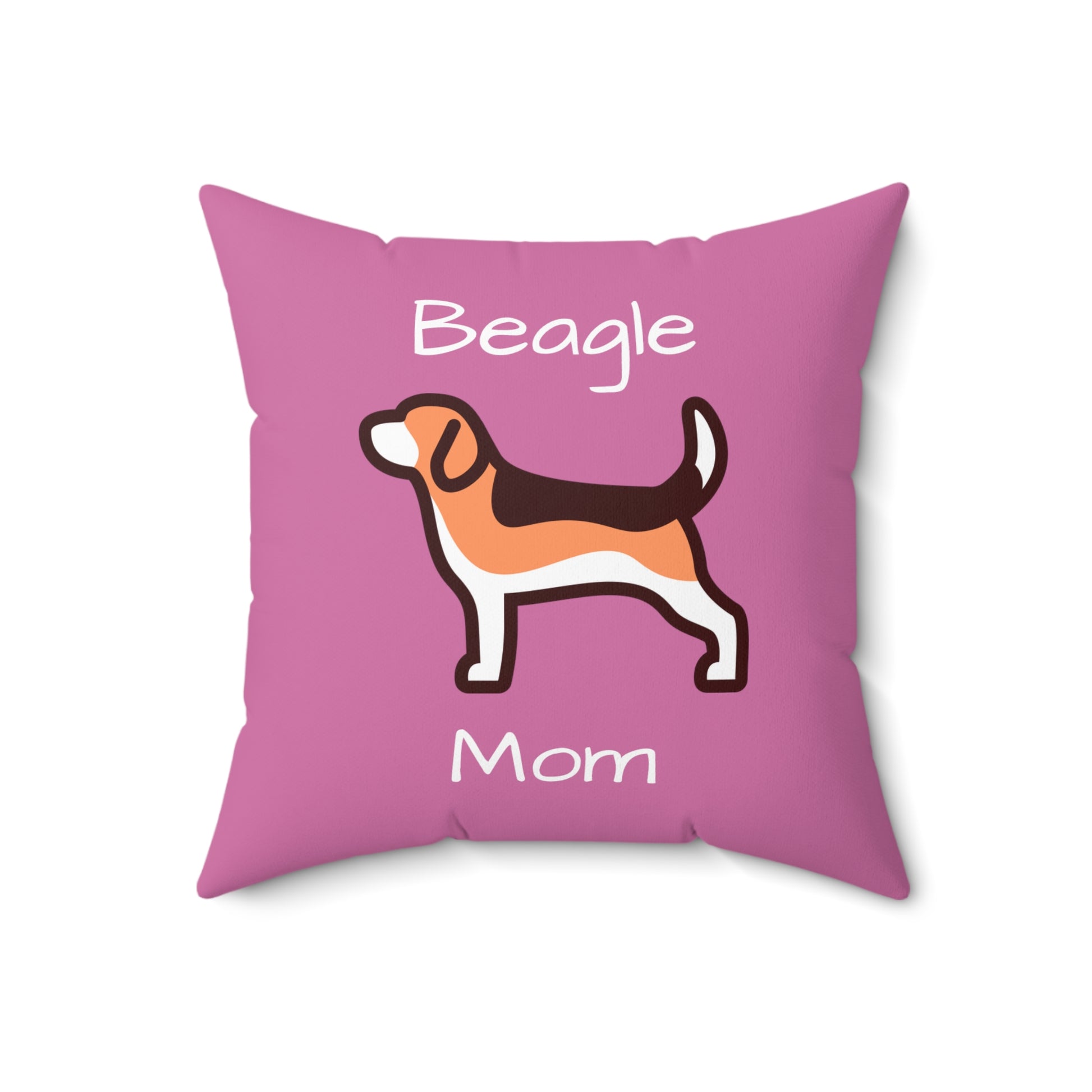 Beagle Mom Spun Polyester Square Pillow - Pink - Finleys Online