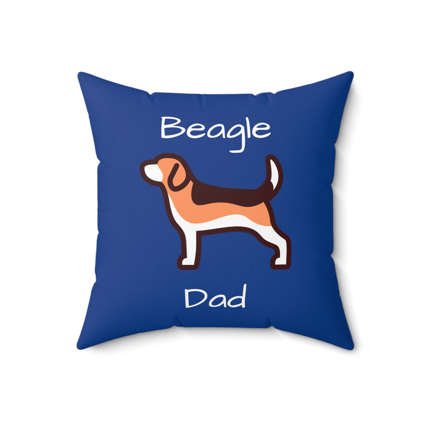 Beagle Dad Spun Polyester Square Pillow - Navy Blue - Finleys Online