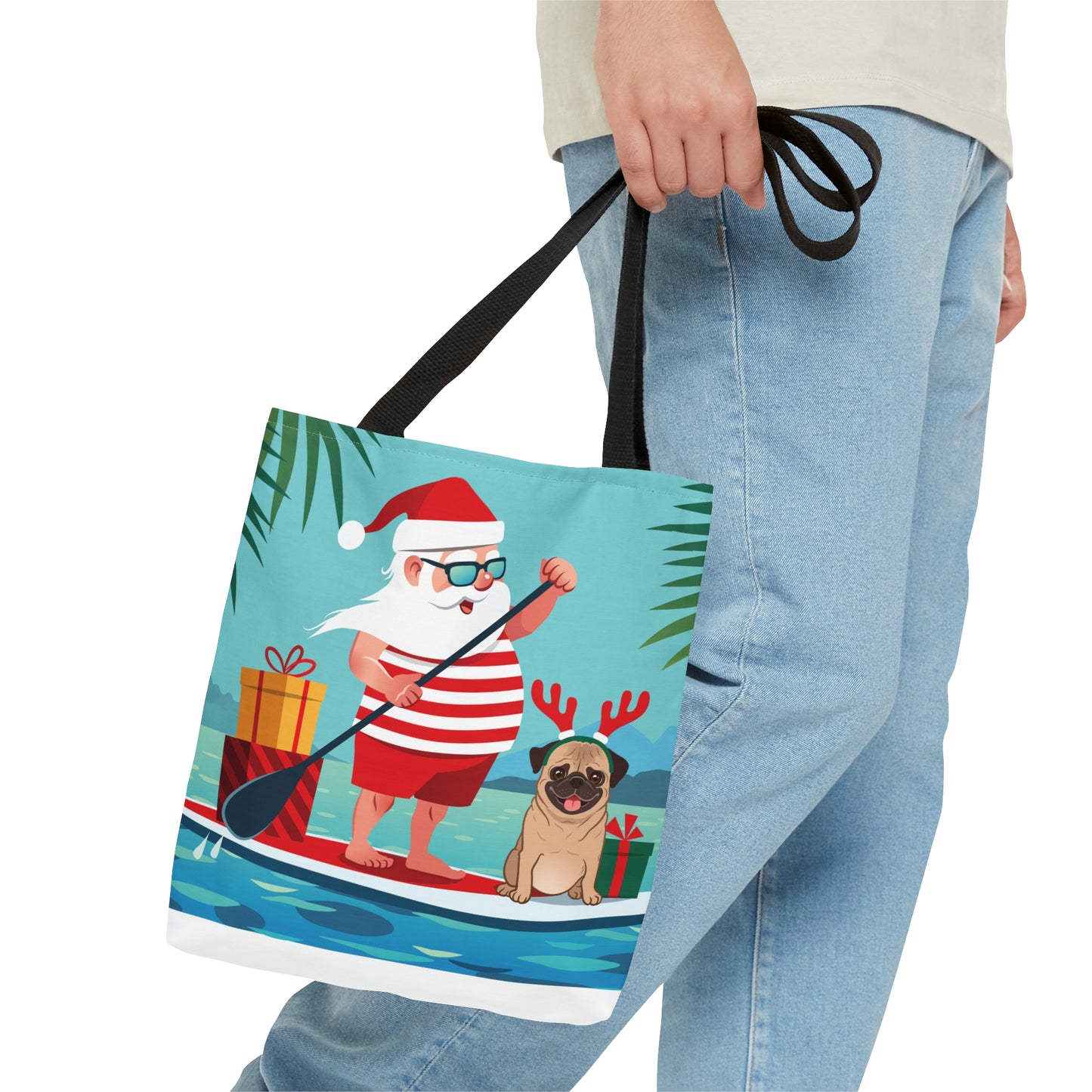 Santa & Pug Holiday Tote Bag - Finleys Online