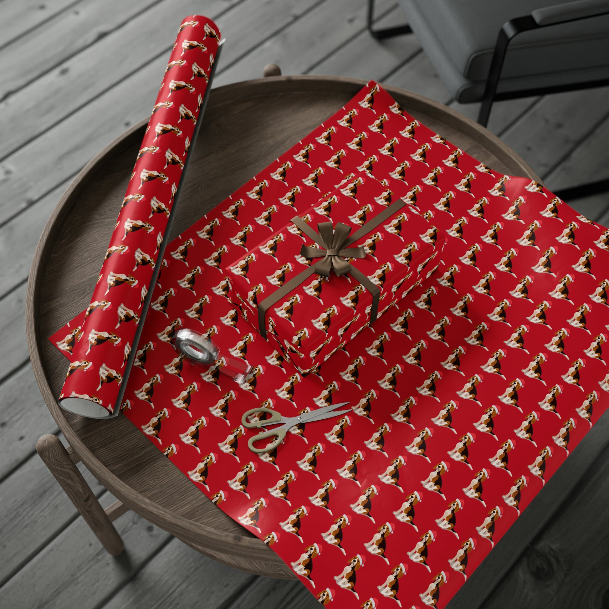 New Sizes: Santa Beagle Red Wrapping Paper - Finleys Online