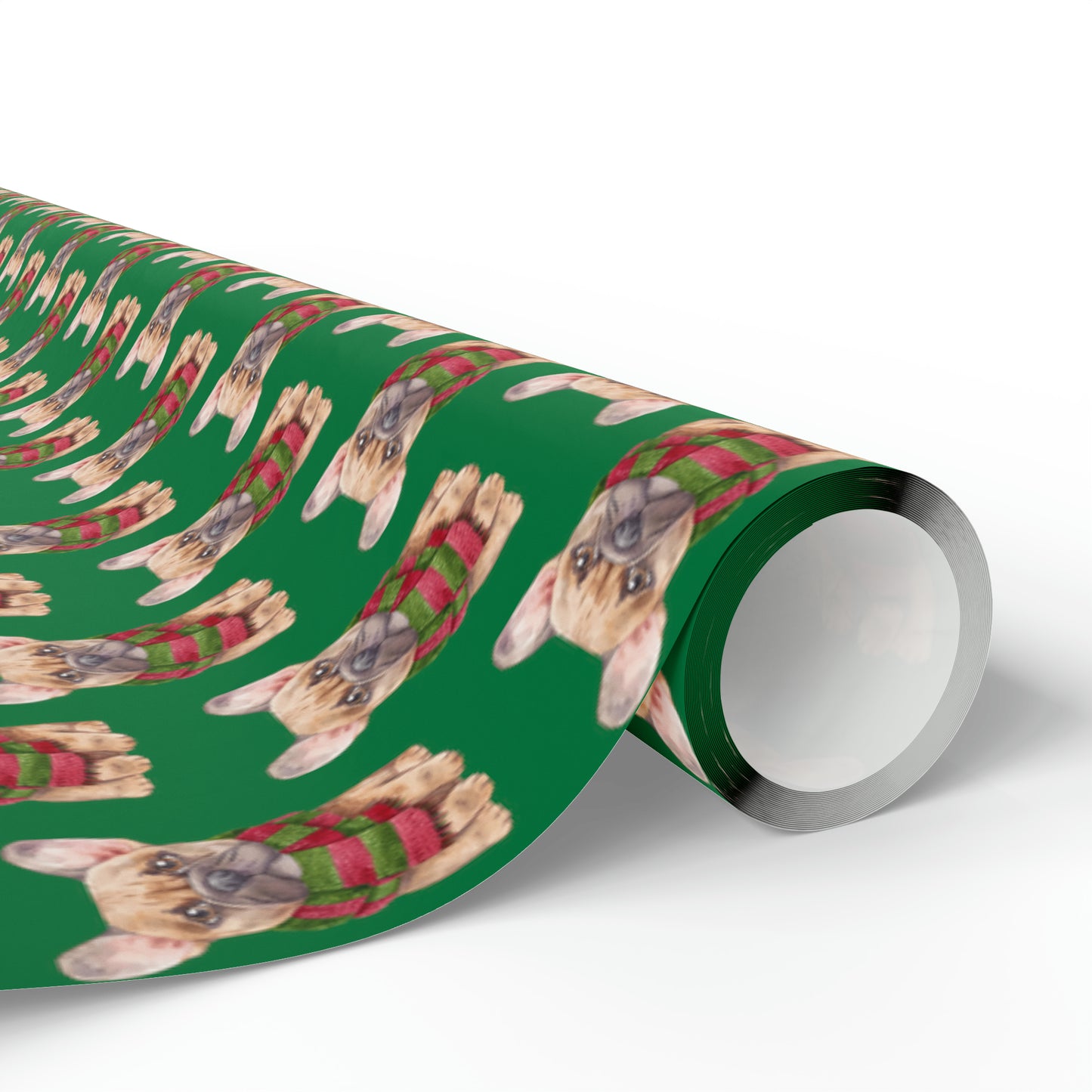 New Sizes: French Bulldog (Frenchie) Green Wrapping Paper - Finleys Online