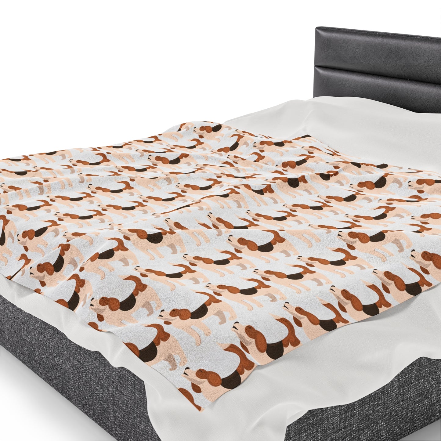 Howling Beagle Velveteen Plush Blanket - White - Finleys Online