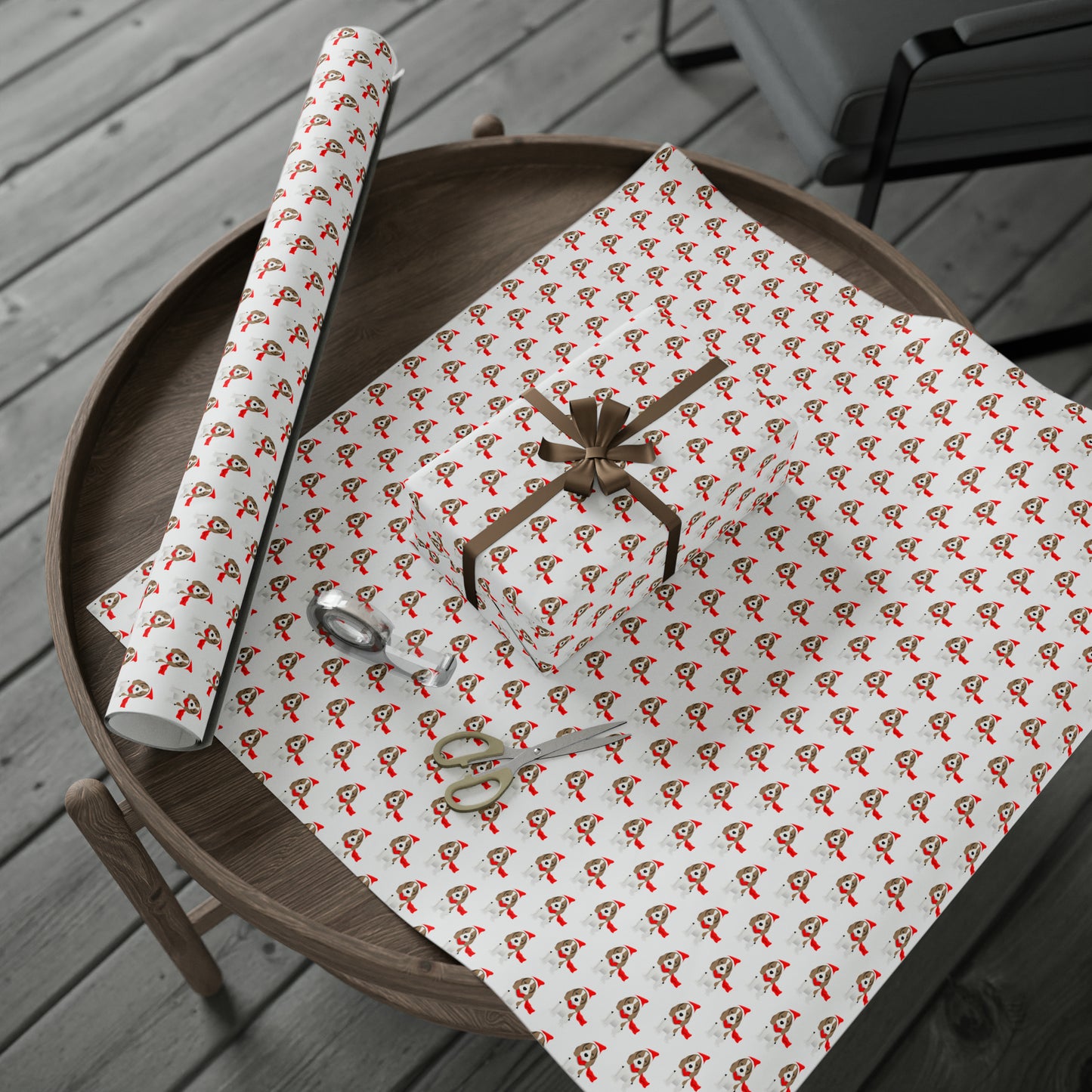 New Sizes: Beagle Puppy White Wrapping Paper - Finleys Online