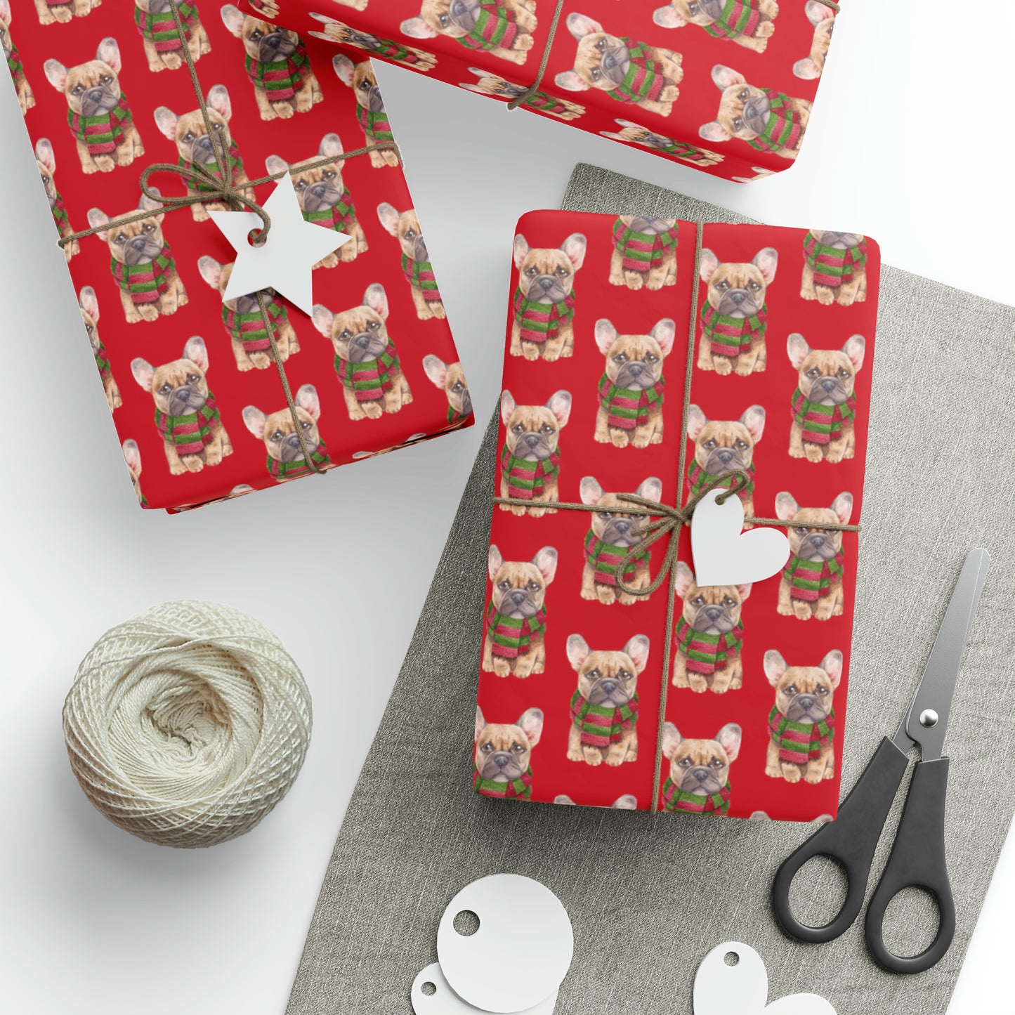 New Sizes: French Bulldog (Frenchie) Red Wrapping Paper - Finleys Online