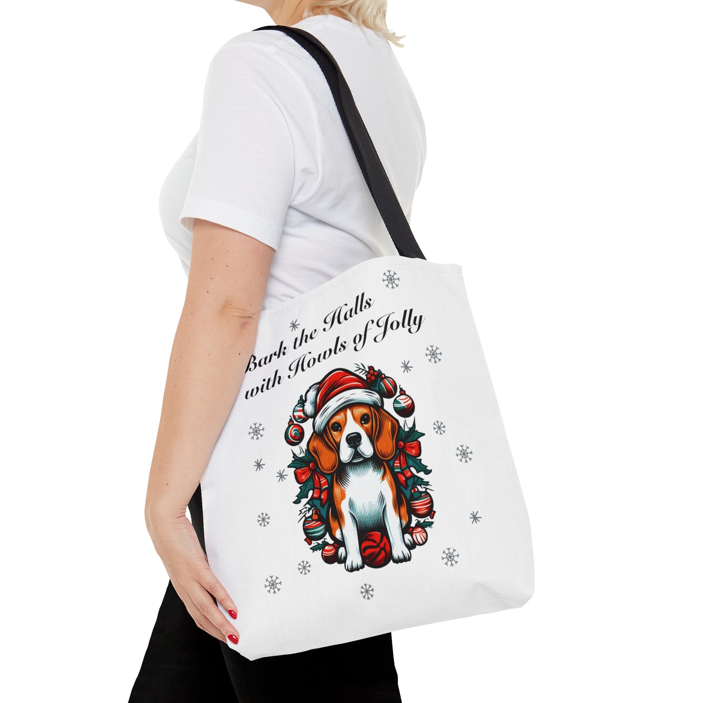 "Bark the Halls with Howls of Jolly" Beagle Tote Bag - Finleys Online