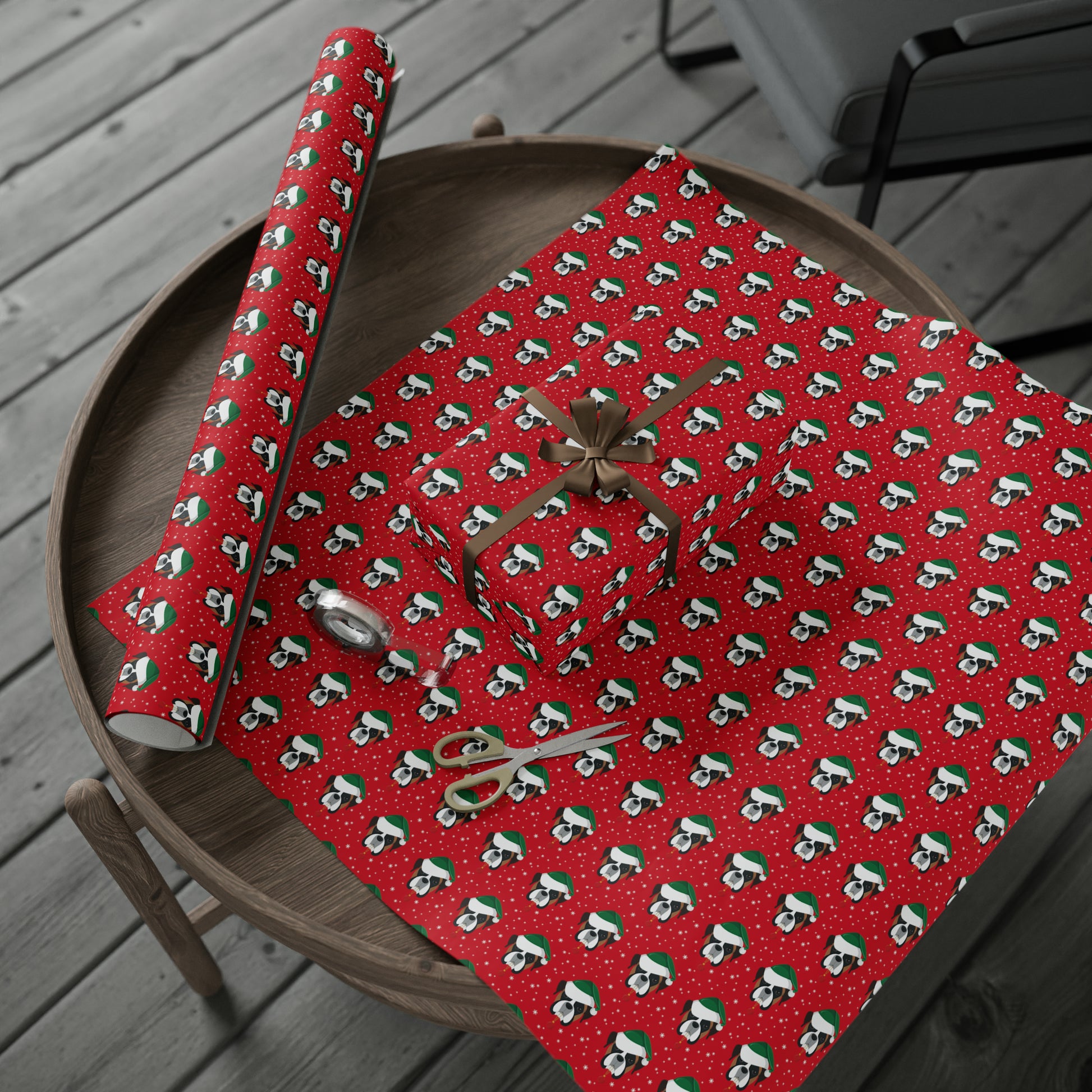 Santa Boxer (dog) Holiday Wrapping Paper - Red - Finleys Online