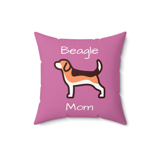 Beagle Mom Spun Polyester Square Pillow - Pink - Finleys Online