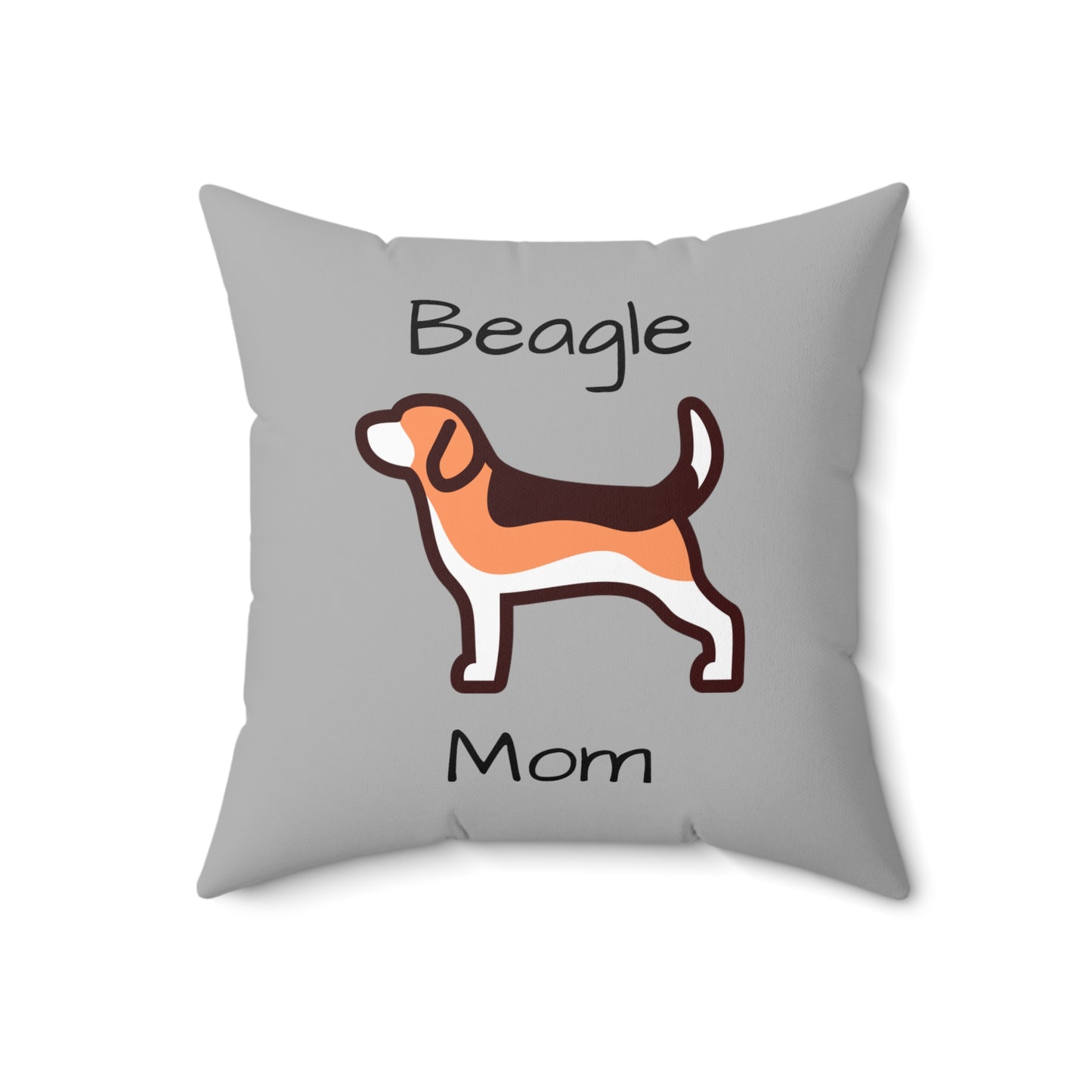 Beagle Mom Spun Polyester Square Pillow - Grey - Finleys Online