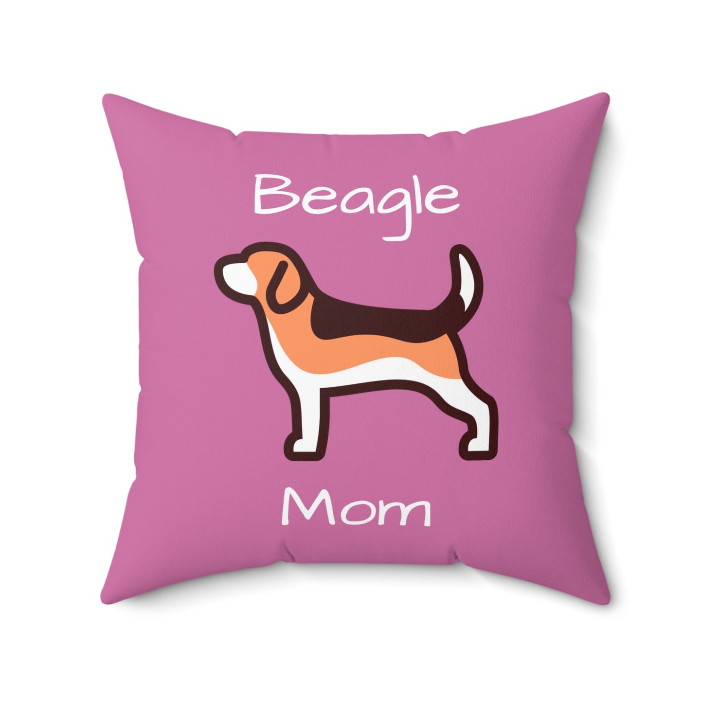 Beagle Mom Spun Polyester Square Pillow - Pink - Finleys Online