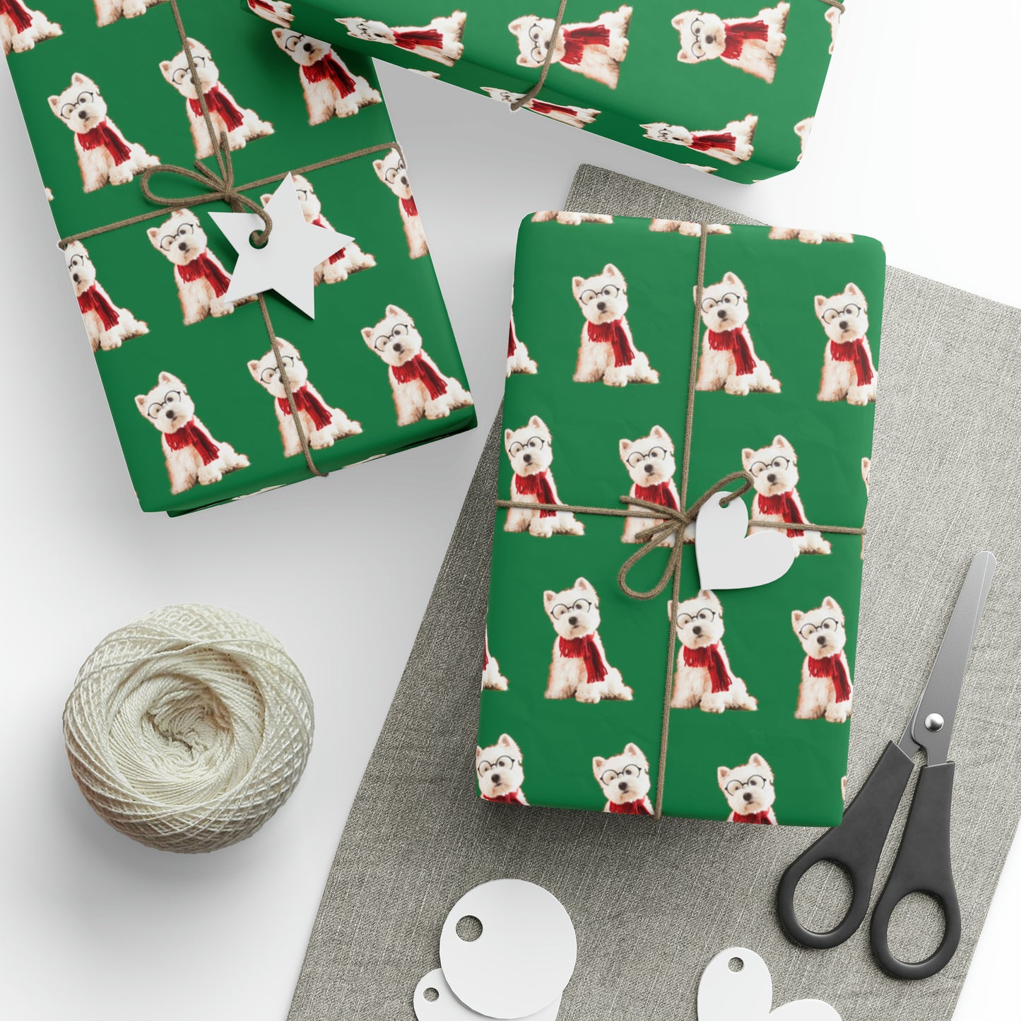 Westie Green Wrapping Paper - Finleys Online