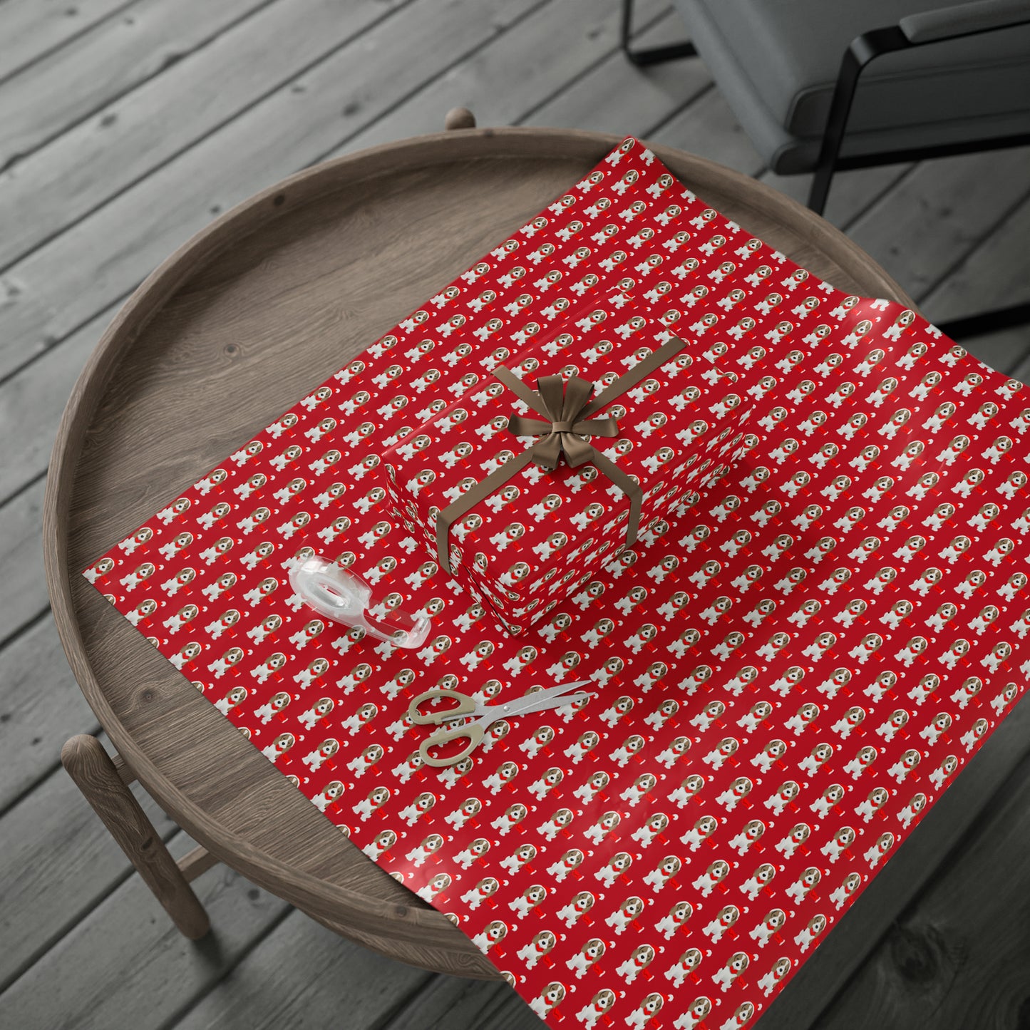 New Sizes: Beagle Puppy Red Wrapping Paper - Finleys Online