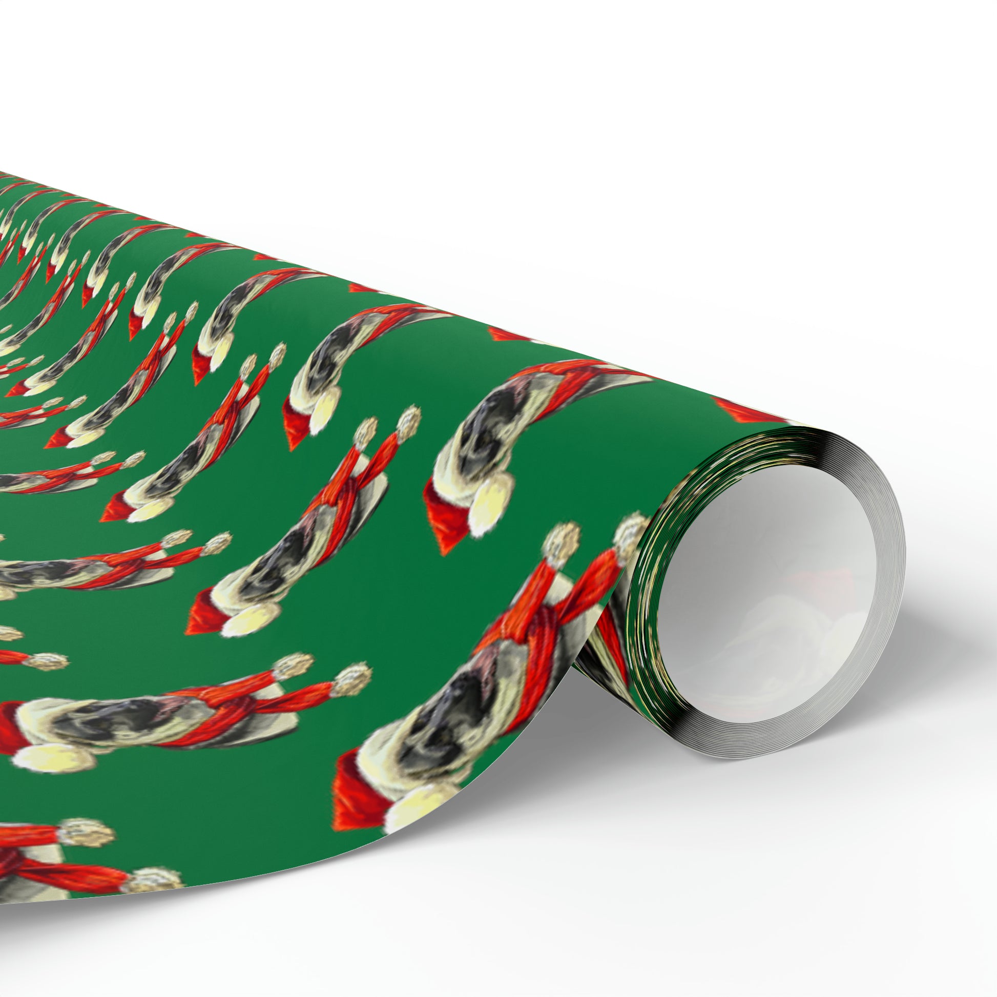 German Shepherd in Santa Hat Wrapping Paper - Green - Finleys Online