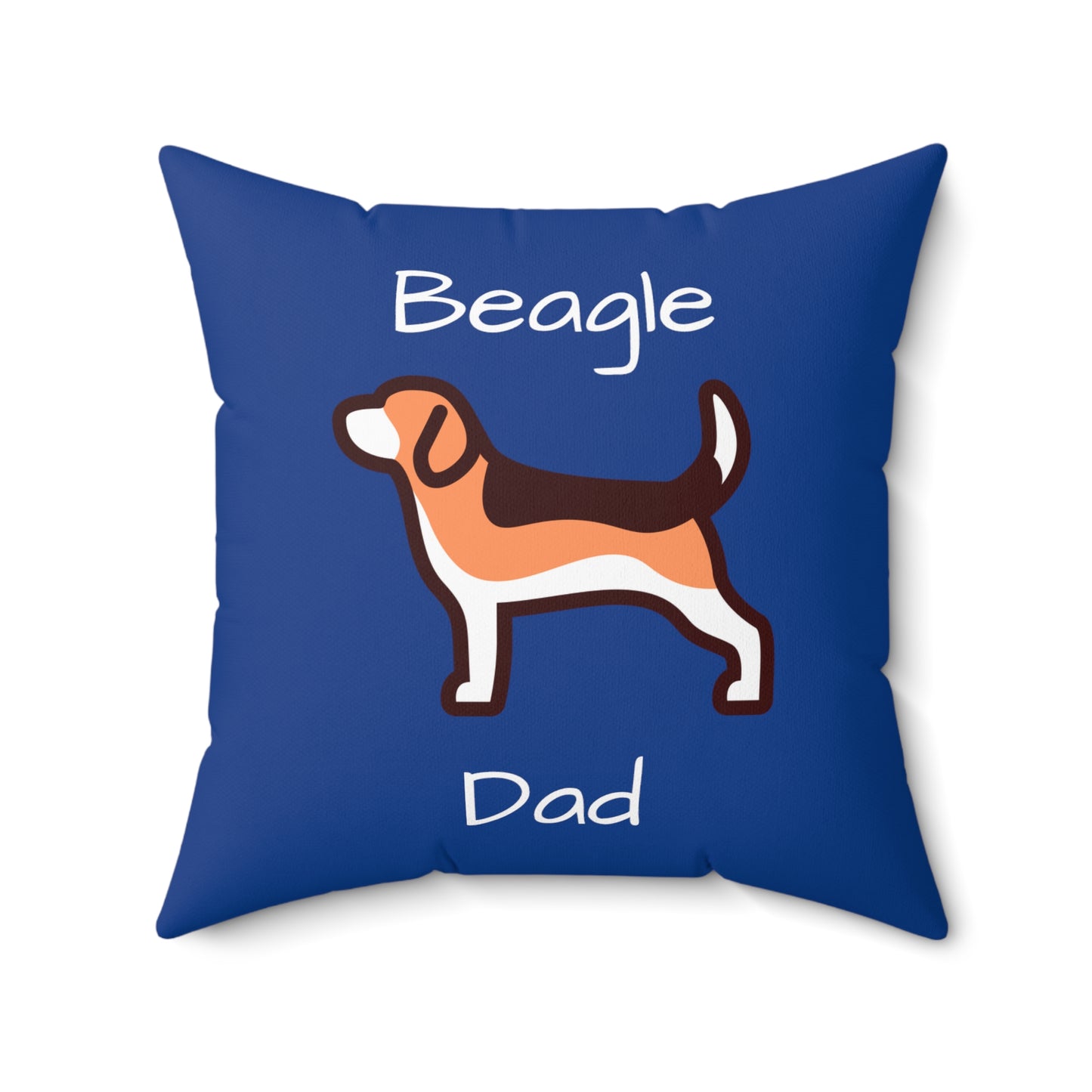 Beagle Dad Spun Polyester Square Pillow - Navy Blue - Finleys Online