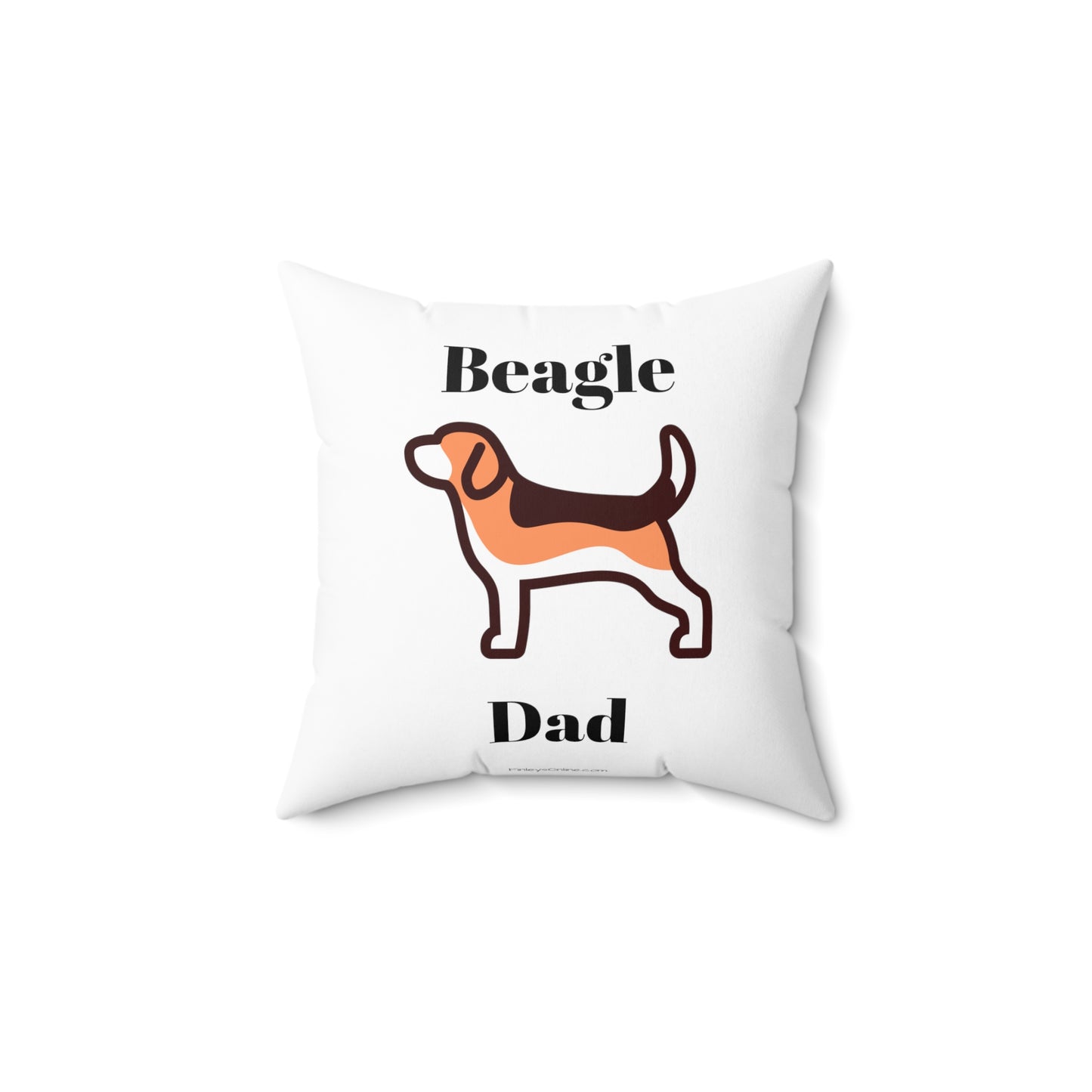 Beagle Dad Spun Polyester Square Pillow - White - Finleys Online