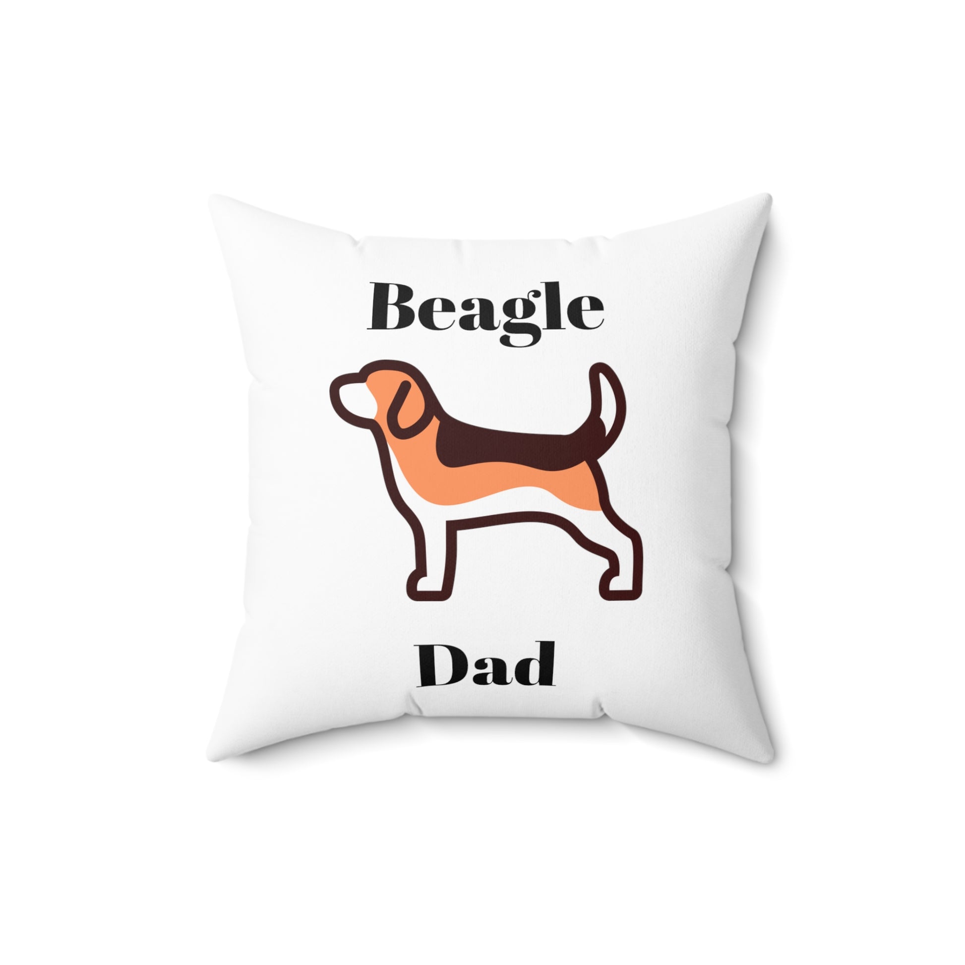 Beagle Dad Spun Polyester Square Pillow - White - Finleys Online