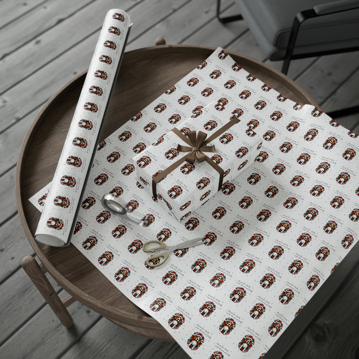 "Bark the Halls with Howls of Jolly" Beagle Wrapping Paper - Finleys Online