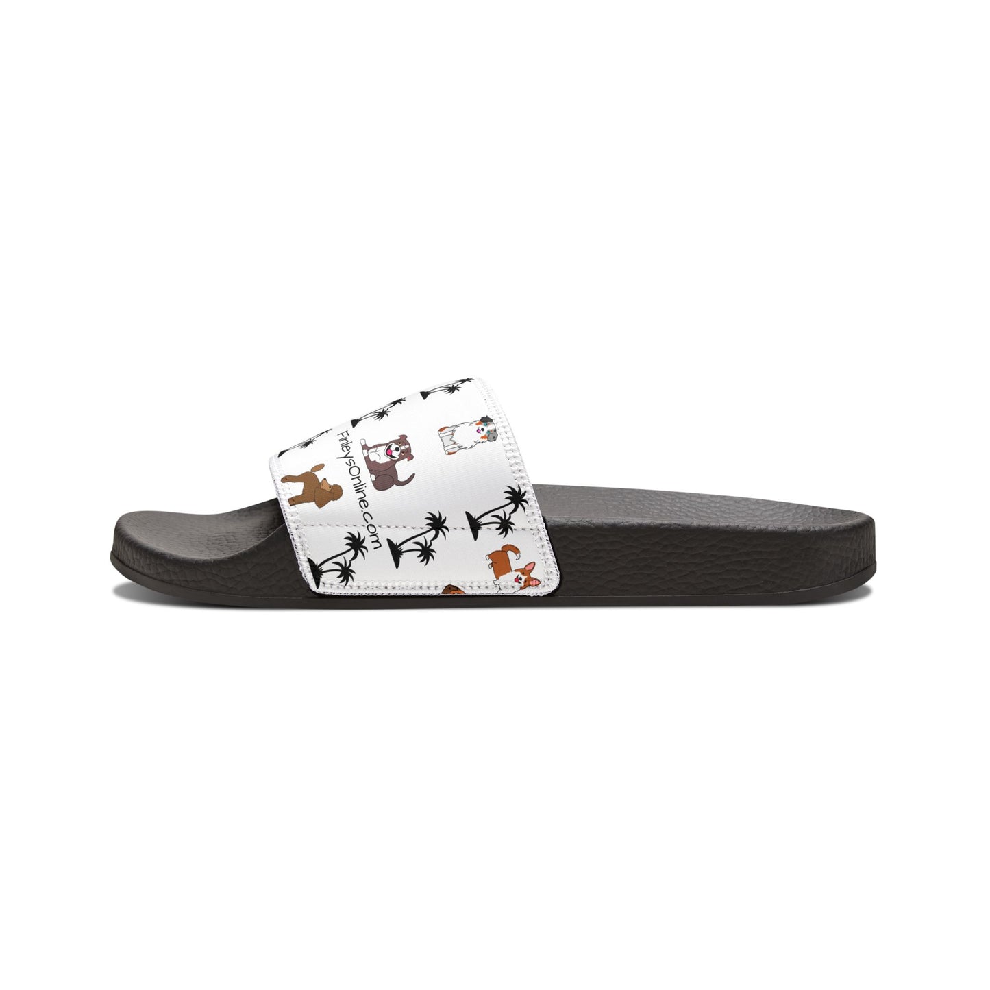 Dogs & Palms Womens Slides — Washable Beach & Shower Sandals for Dog Lovers