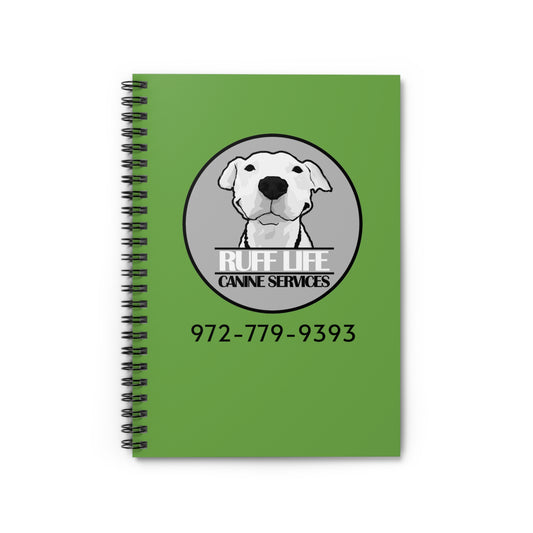 Ruff Life Green Spiral Notebook - Ruled Line