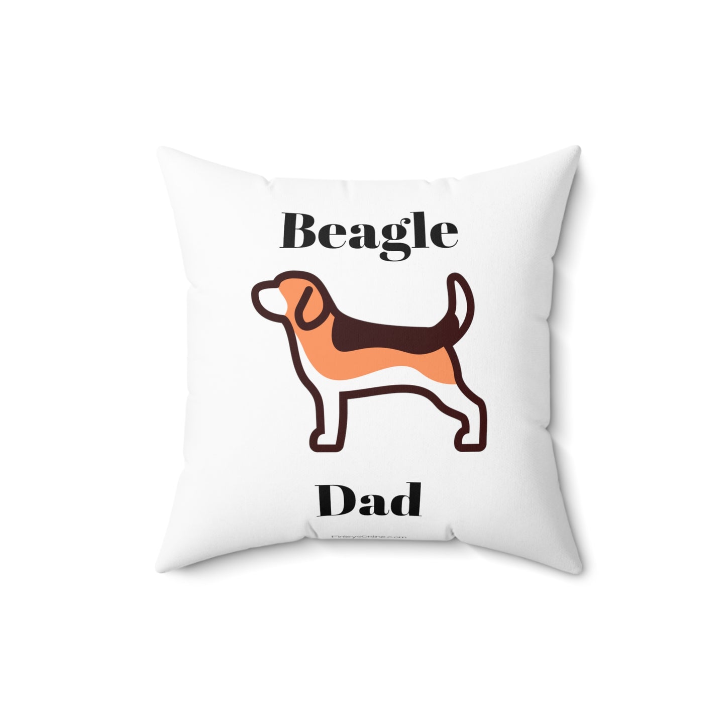 Beagle Dad Spun Polyester Square Pillow - White - Finleys Online