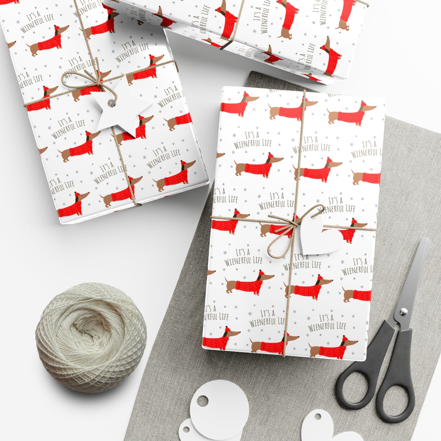"It's a Wienerful Life" Dachshund Wrapping Paper